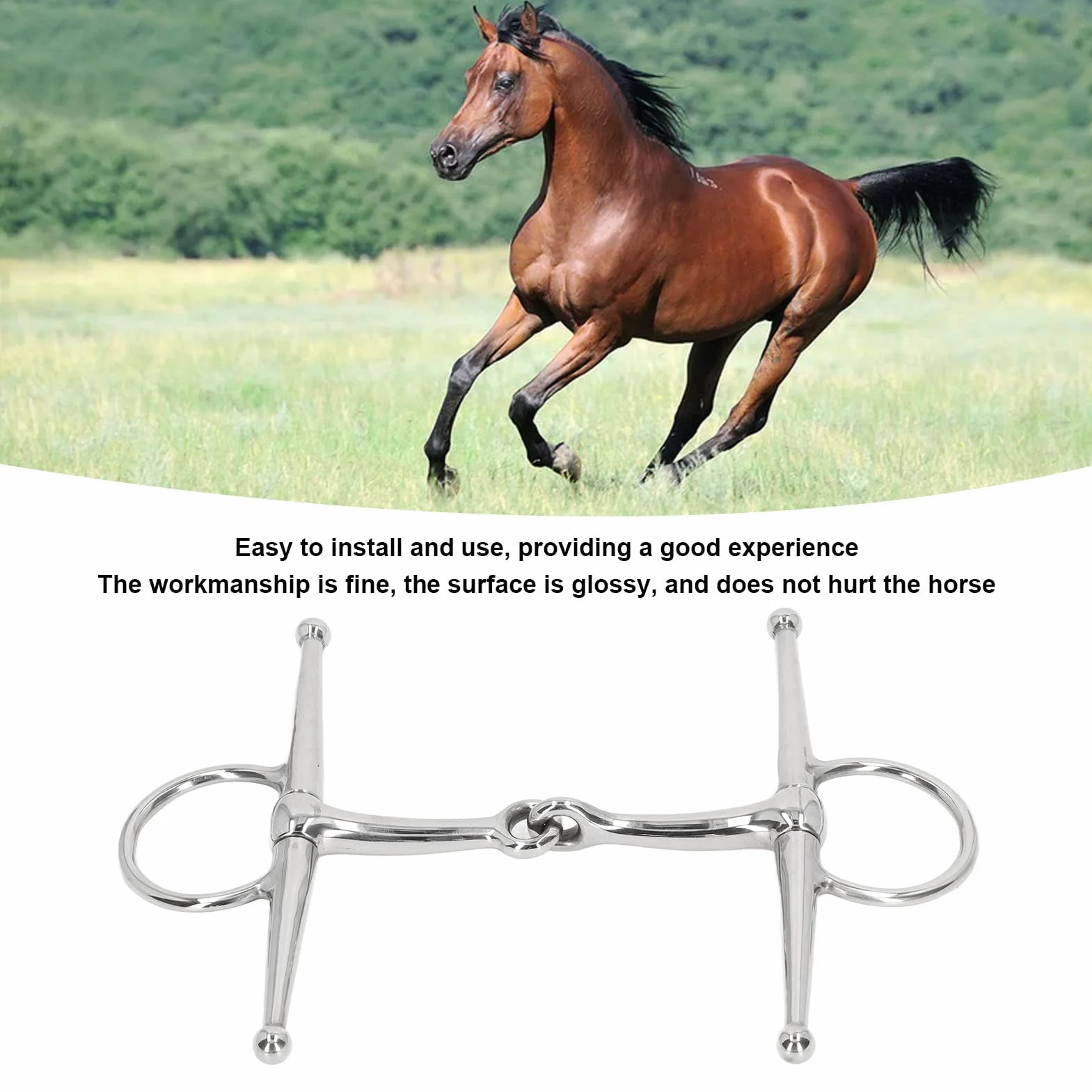 Brocas de caballos 125mm Anillo de Filete de Caballo Broca de Filete de Caballo Bocado Pelham para Caballos Bota de serpiente de caballo