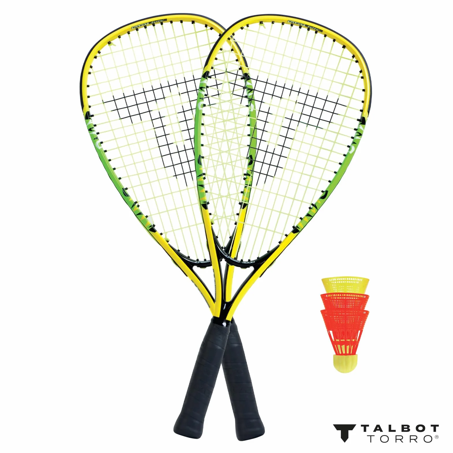 Talbot Torro Speedbadminton Set Speed 4000, 2 Raquetas Aluminio 54,5 cm, 3 Volantes, Bolsa 3/4