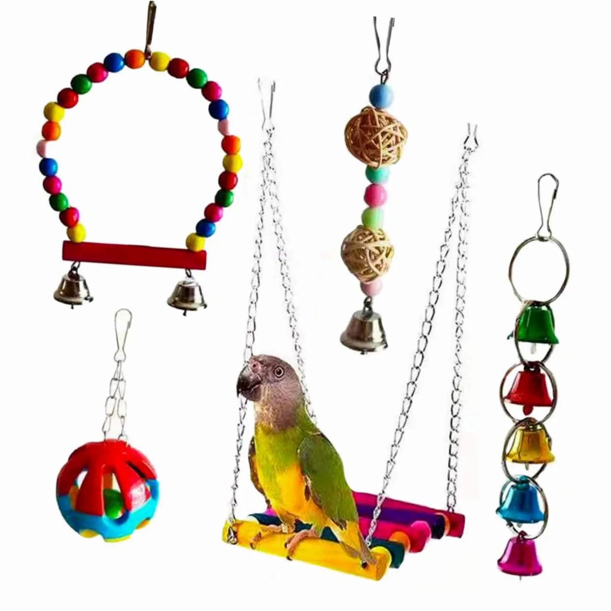ibasenice 5 Piezas Juguetes para Morder Pájaros Juguete Masticable para Loros Suministros para Mascotas para Loros