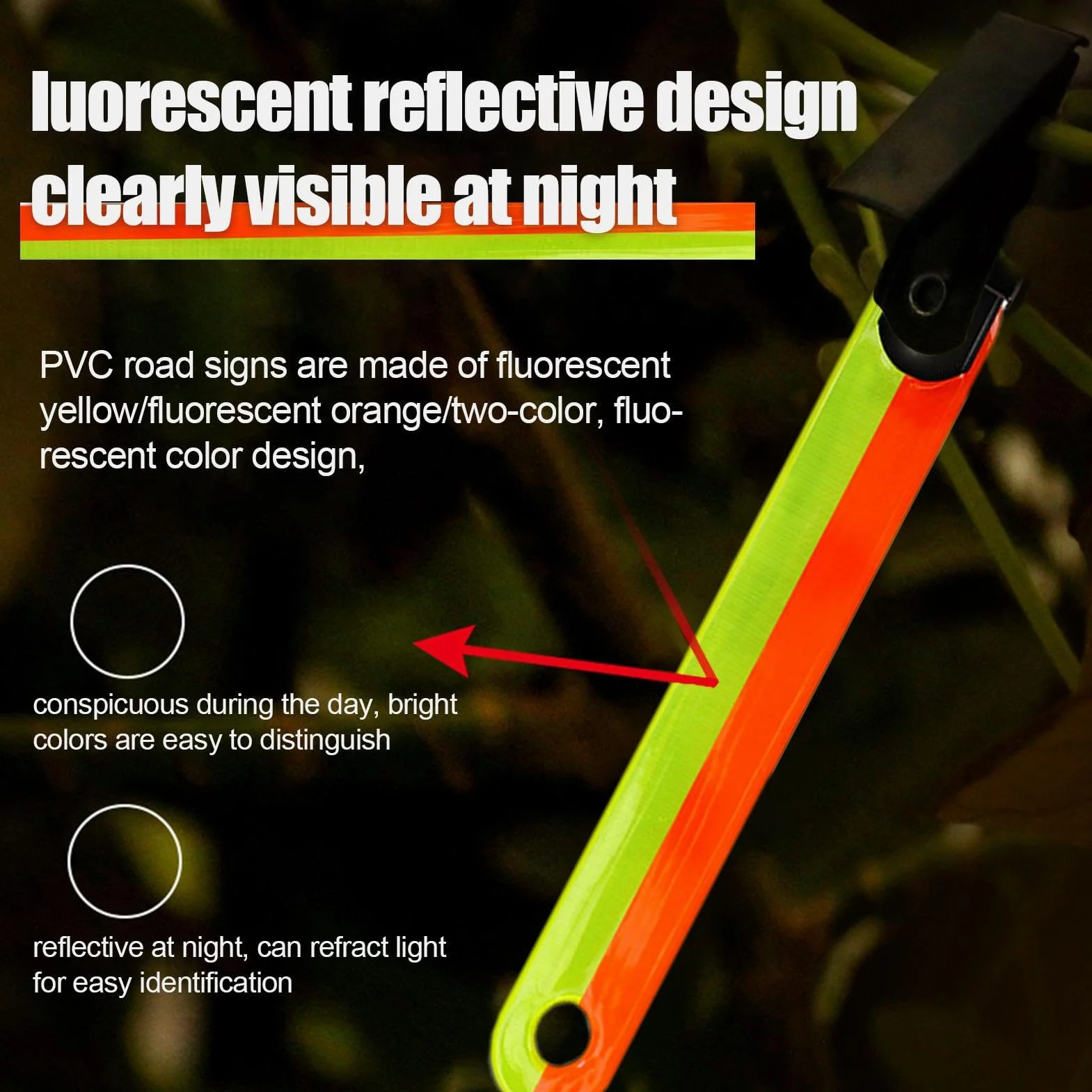 Marcadores de senderos para árboles de Alta Visibilidad con Clips - Tachuelas reflectoras de PVC, Cinta Impermeable