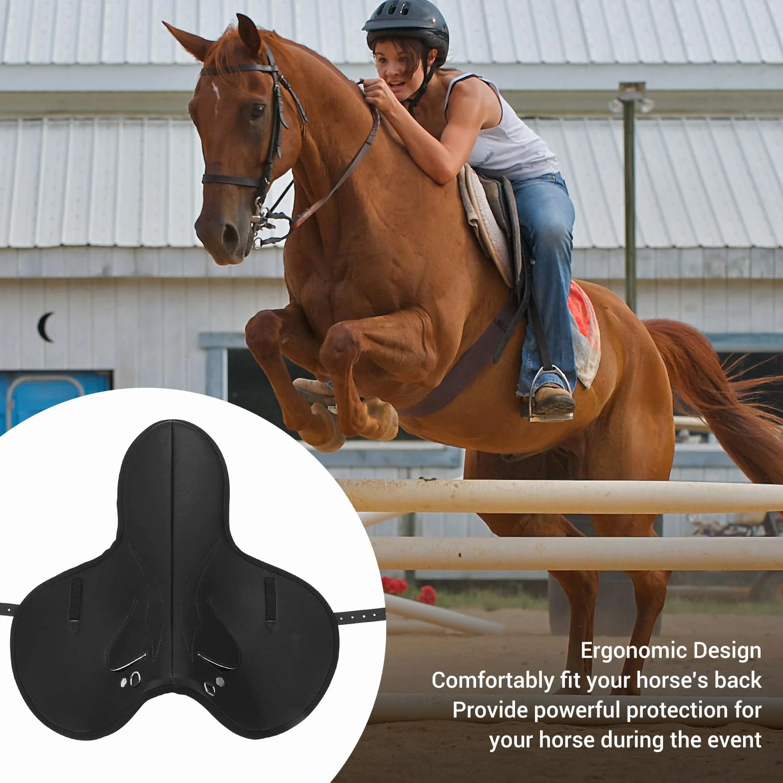 Fabater Almohadilla Protectora para Silla de Montar de Caballo, Amortiguadora, Cómoda, Negra para Actividades Ecuestres