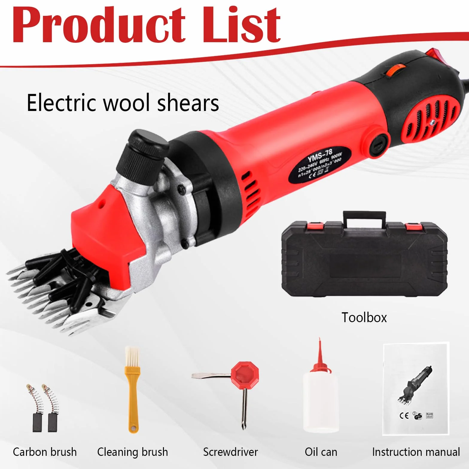 Maquina Esquilar Ovejas 900W, Tijeras Eléctricas Profesionales para Ovejas y Caballos con Estuche y 6 Velocidades