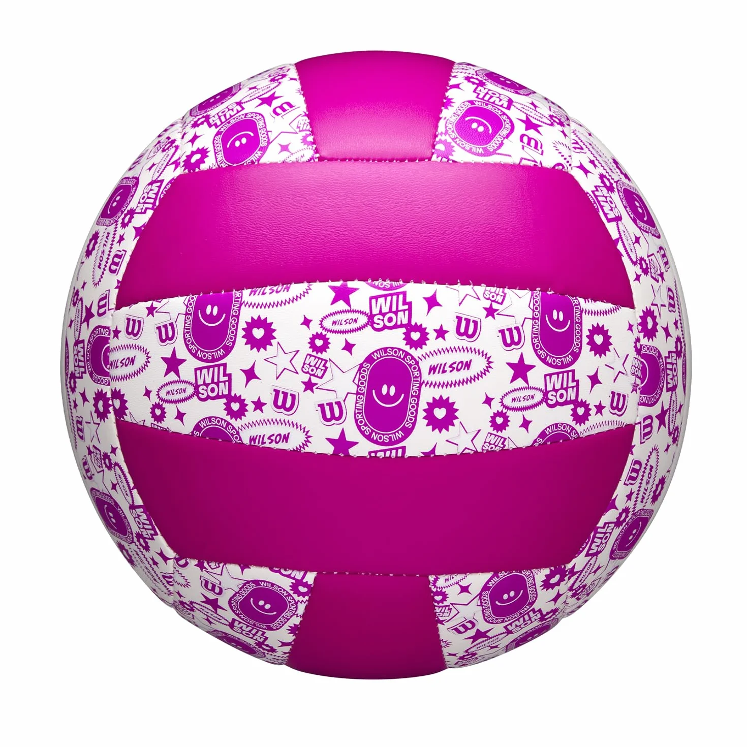 Wilson Pelota de Voleibol Stamp, Cuero Sintético, Tamaño Oficial, Morado y Blanco