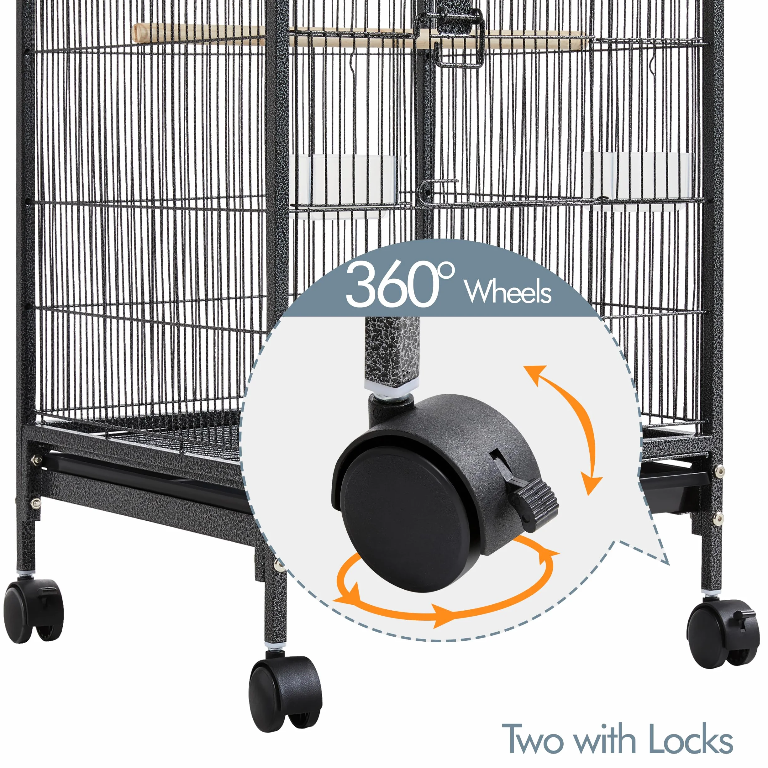 Yaheetech Jaula para Pájaros Jaula con Ruedas para Mascota Aves Loros Canarios Jaula Metálica 45,5x45,5x100,5 cm