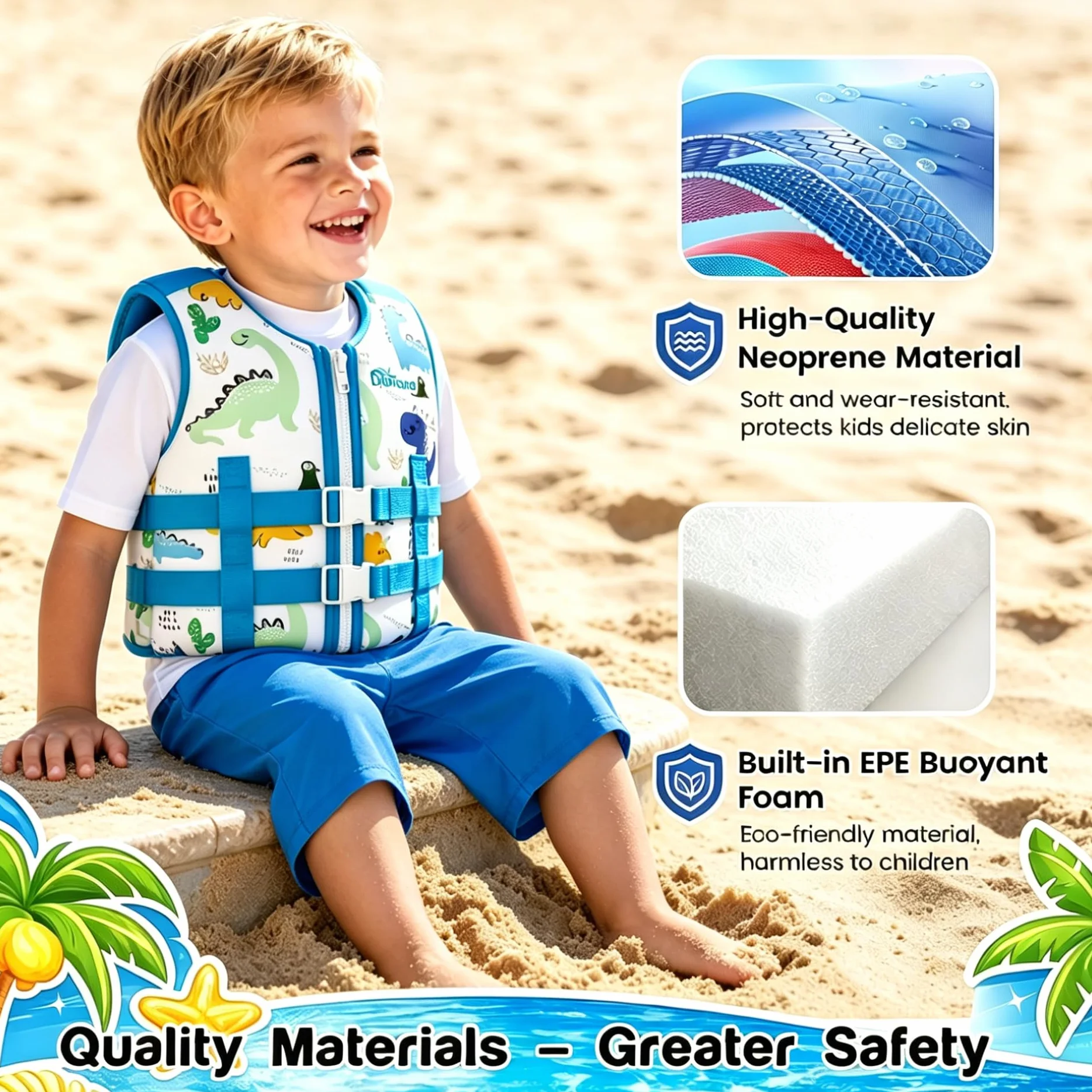 Chaleco de natación Neopreno niños 2-9 años Traje baño entrenamiento Correas Seguridad Ajustables SML 15-40kg