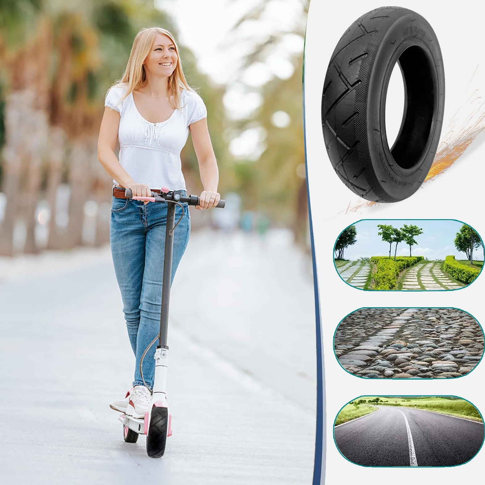 Ruedas Patinete 10 Pulgadas 10x2,125 Cámara de Aire 50/75-6.1 Xiaomi M365 Pro 1S