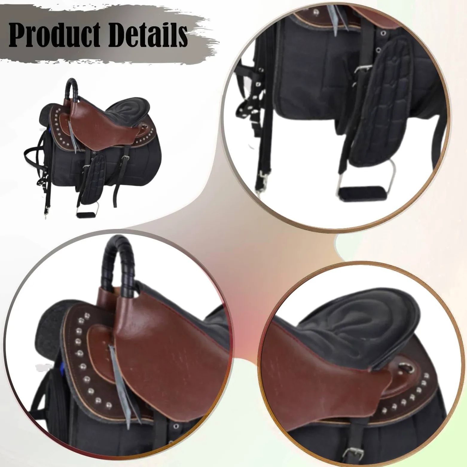 Silla de Montar para Caballo Almohadilla Antideslizante Juego de Material Resistente con Absorción de Impactos Adecuado para Principantes Form