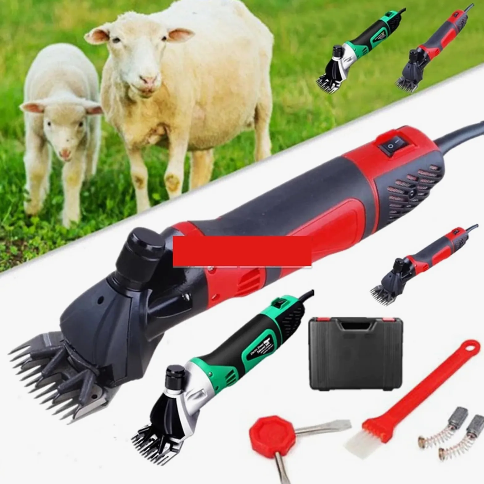 Tijeras eléctricas de lana de 13 dientes, kit for esquilar ovejas y mascotas, tijeras for esquilar cabras y caballos. Instrumento de medición(Green/Black)