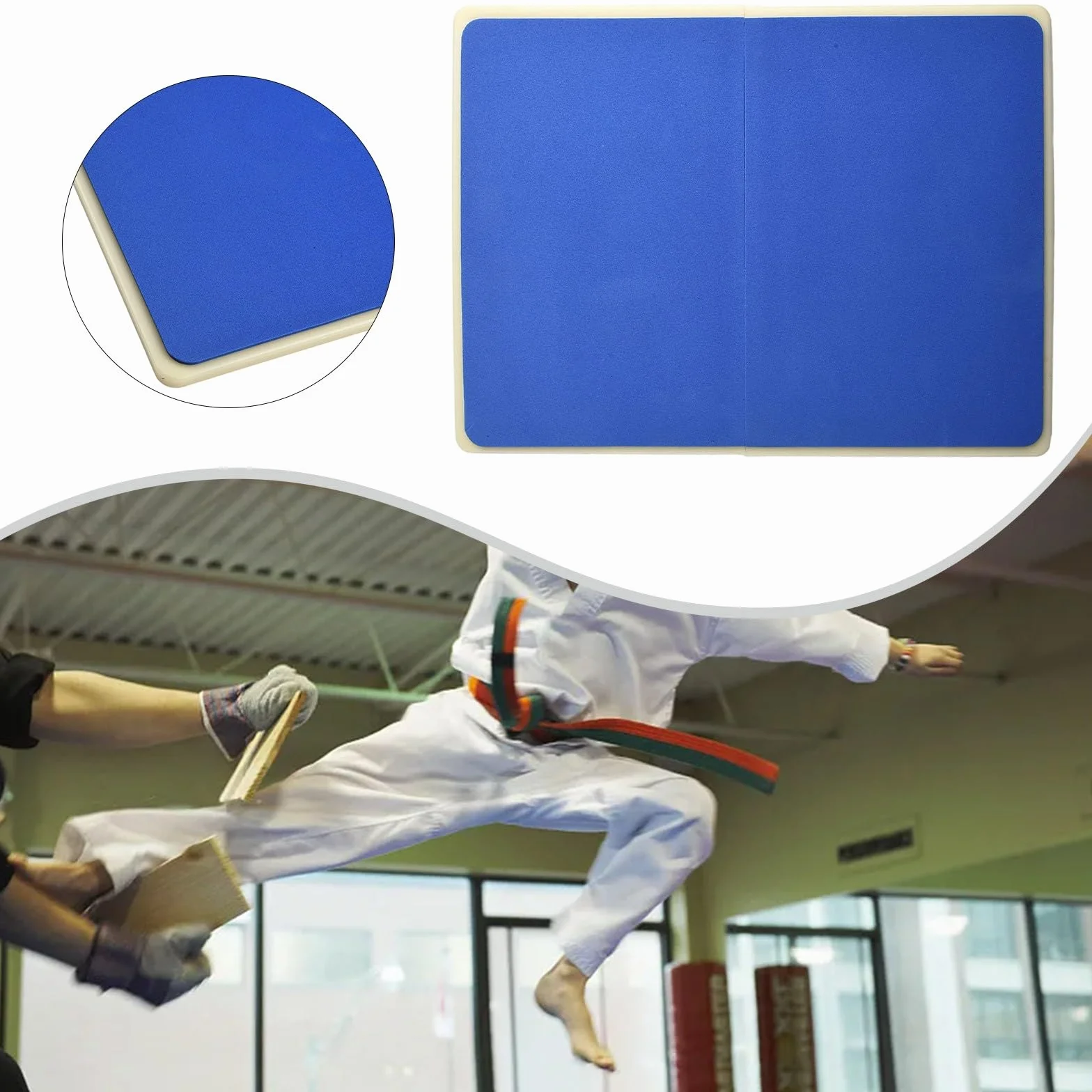 Tabla de entrenamiento de taekwondo para romper karate, artes marciales, bordes redondos, azul (10+ años)