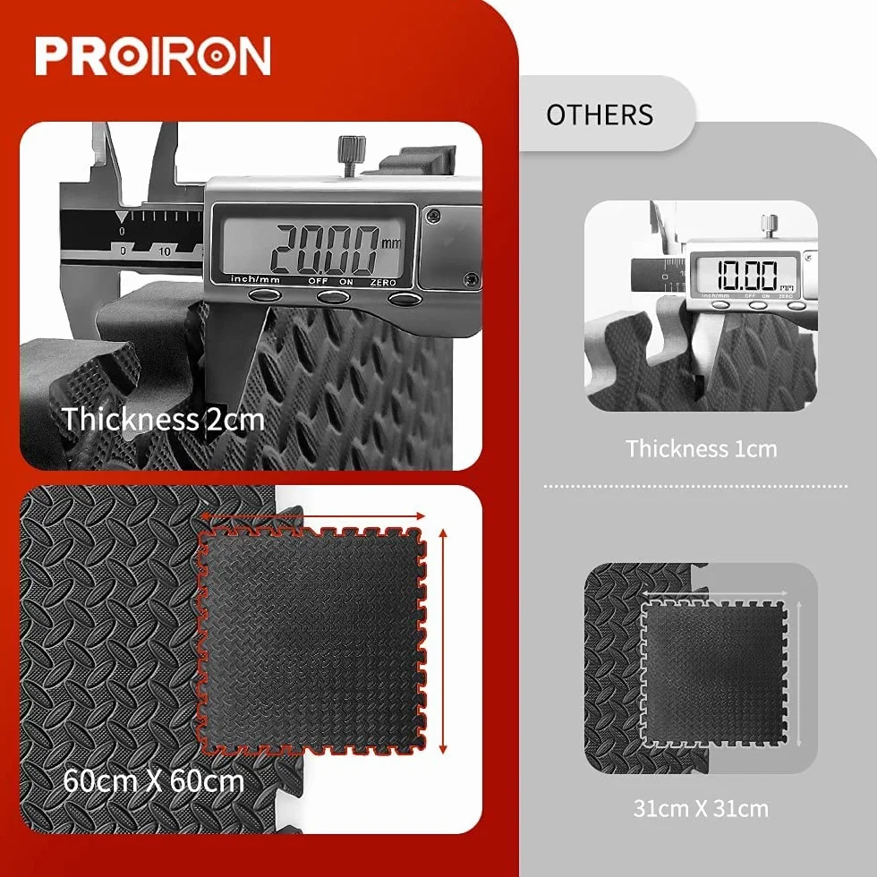 PROIRON Estera Protectora de Suelo EVA Antideslizante para Gimnasio Fitness