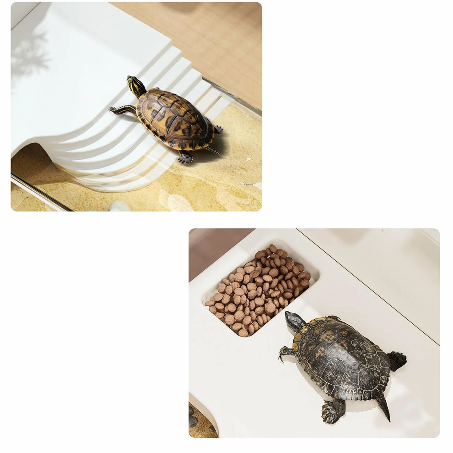 Terrario de tortugas, gran terrario con plataforma solar, de reptiles de agua, tanque de tortugas, para ranas de árbol, salamandras, cangrejos de río, animales pequeños, interior salón