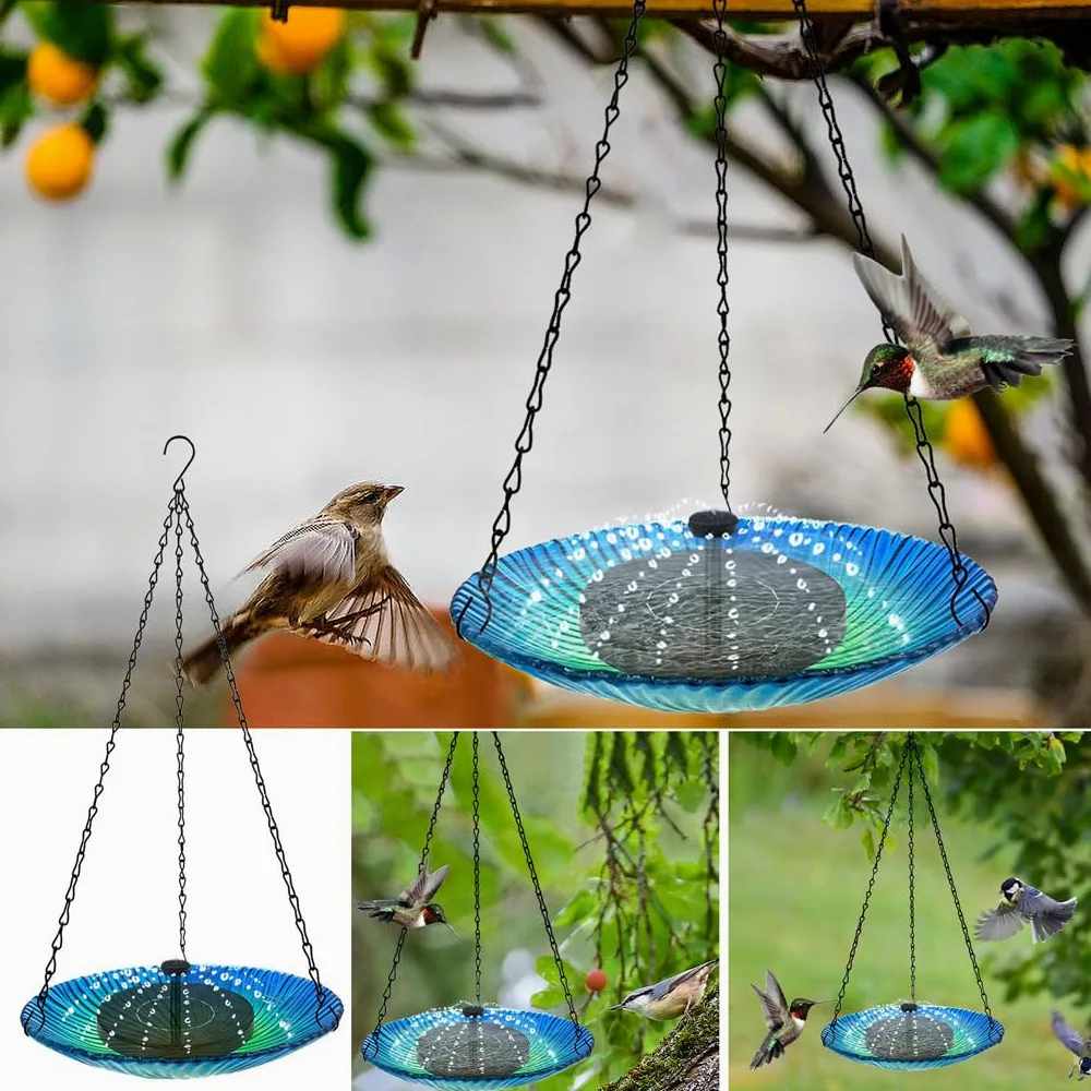 Genérico Comedero Colte De Cristal para Pájaros, Multifuncional para Comida, Agua Y Baño, 26,6 Cm, Decoración para Jardín Y Patio, cho Ligero Y Fácil De Limpiar