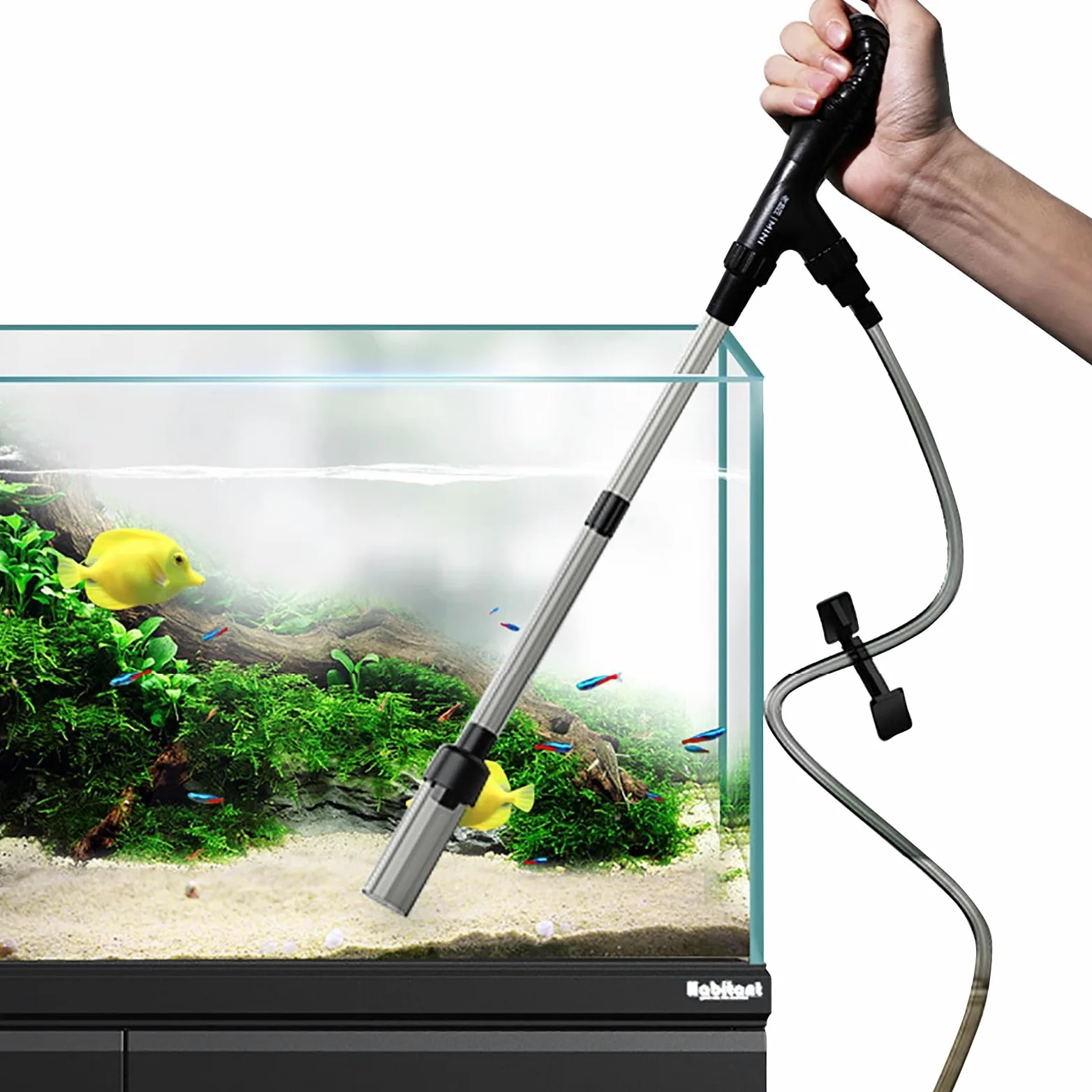 Limpiador De Grava para Acuarios, Aspirador Sifónico para Acuarios con Abrazadera Controladora De Manguera De Agua, Kit Limpiador De Arena para Peceras, Apto para Arena De Lavado