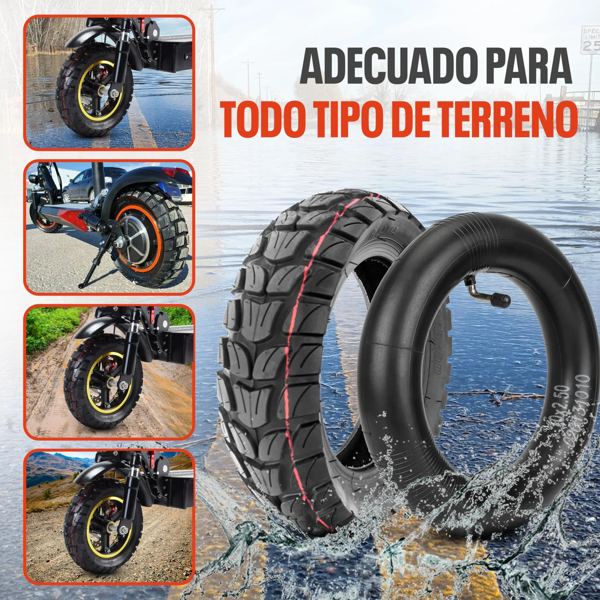 10 pulgadas Neumático offroad Kugoo M4 Dualtron VICTOR LUXURY EAGLE Speedway 4 Zero 10X Scooters eléctricos Minimotors (10X3.0 80/65-6 255X80) 1 Neumático+1 Cámara