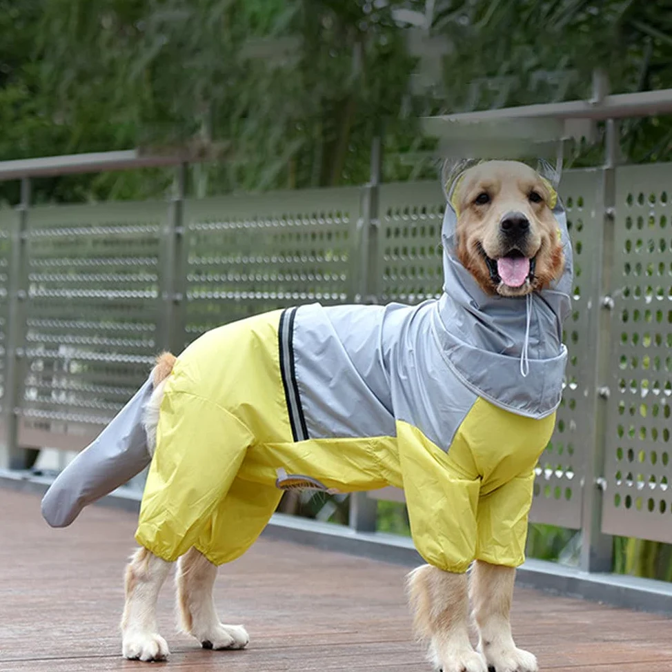 Impermeable para Perros, Impermeable Reflectante for Perros Grandes, Ropa for, Monos for Mascotas, Impermeable, Chaquetas Impermeables for Exteriores(Yellow,4XL)