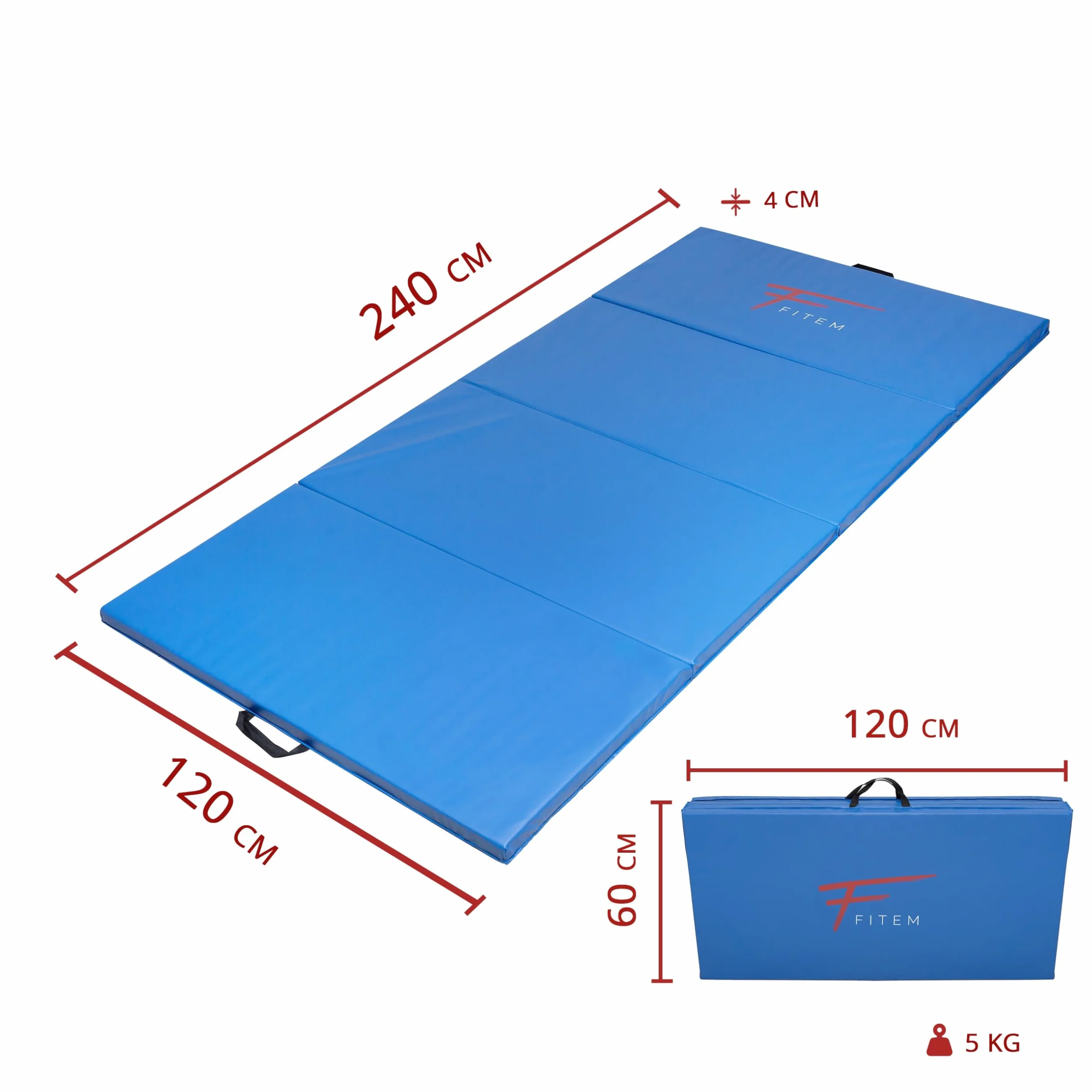 Colchoneta para gimnasia gruesa 240x120x4 cm 180x60x4 cm con asas de transporte yoga fitness