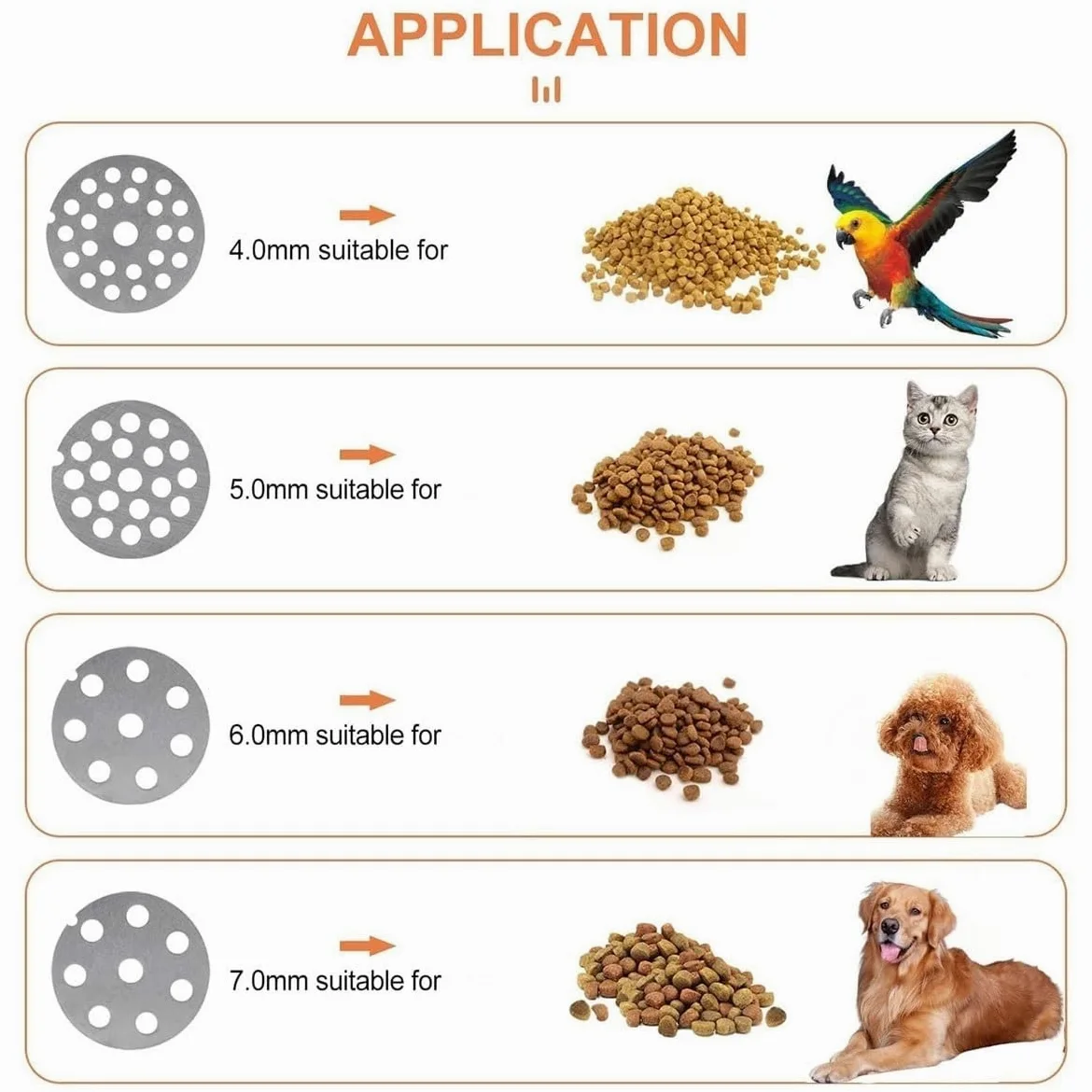 Granuladora De Alimento For Animales, Máquina Manual De Pellets, Granuladora De Cebo For Mascotas, Molino De Pellets con Varios Moldes De Acero Inoxidable De 1,5-8 Mm(Large Size 4-10mm)
