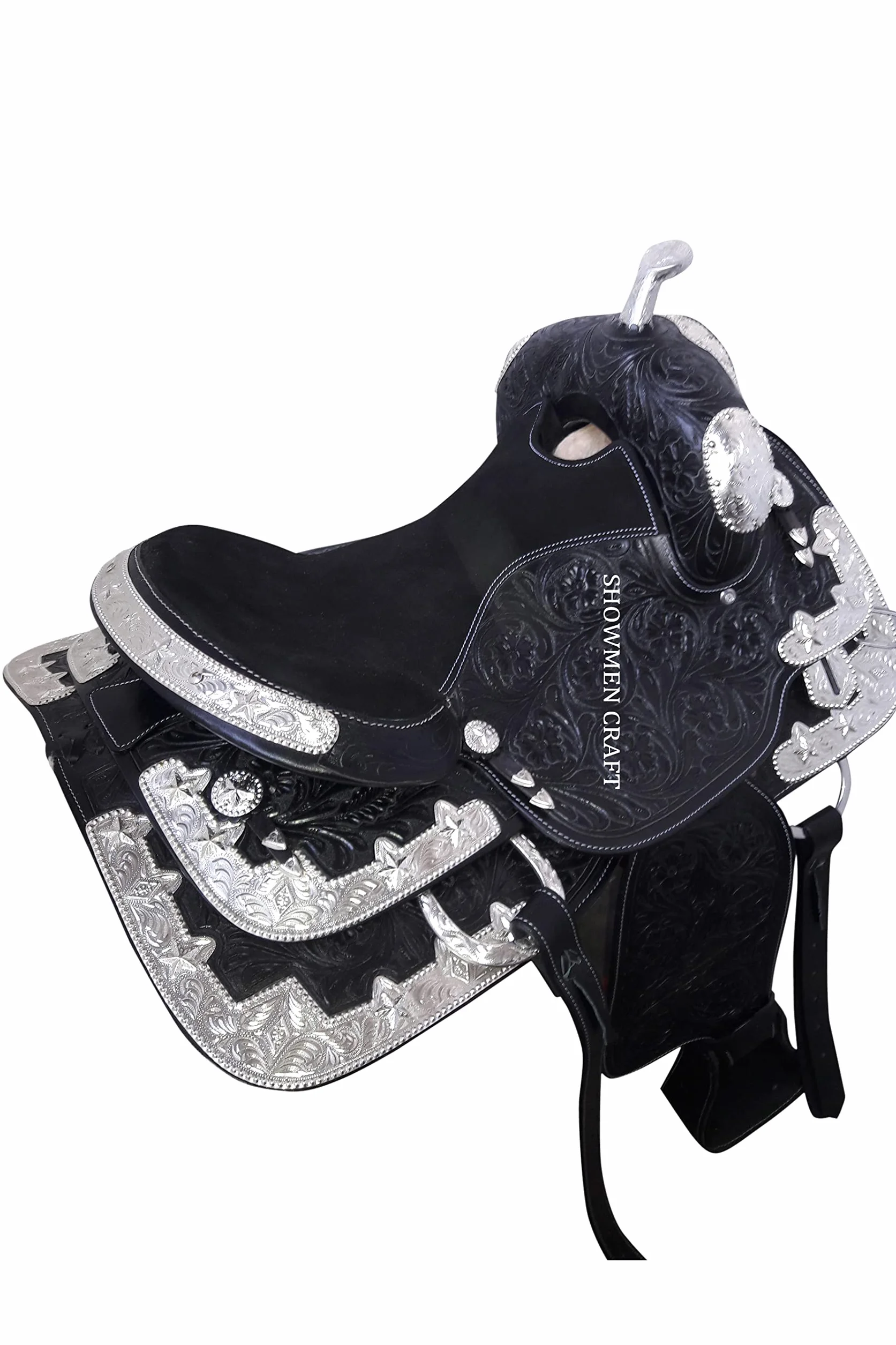 Western Saddle - Sillín totalmente decorativo, color plateado