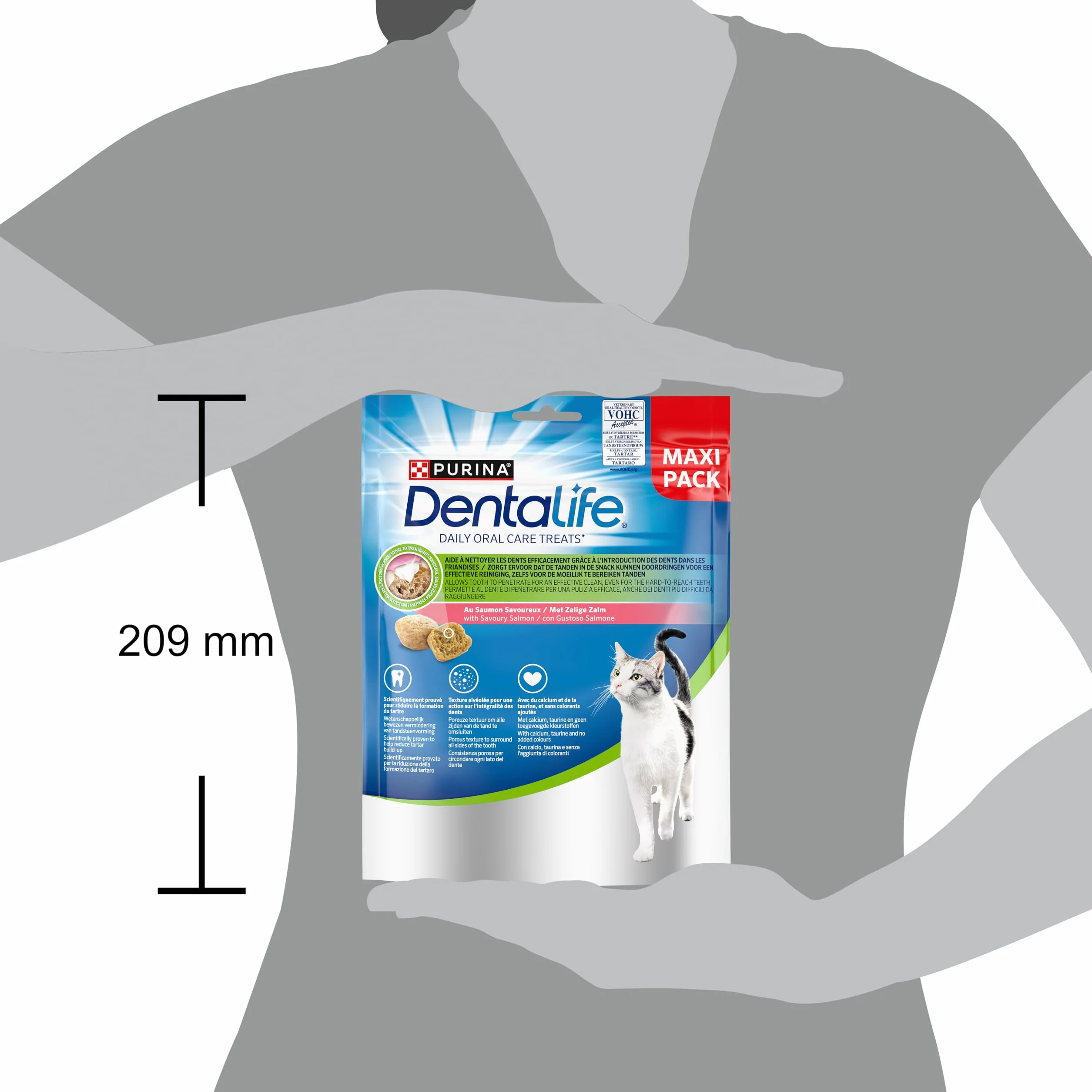 DENTALIFE |Daily Oral Care | Golosinas | para Gatos Adultos | Ayuda a Limpiar los Dientes eficazmente | En salmón | Bolsita | 140 g