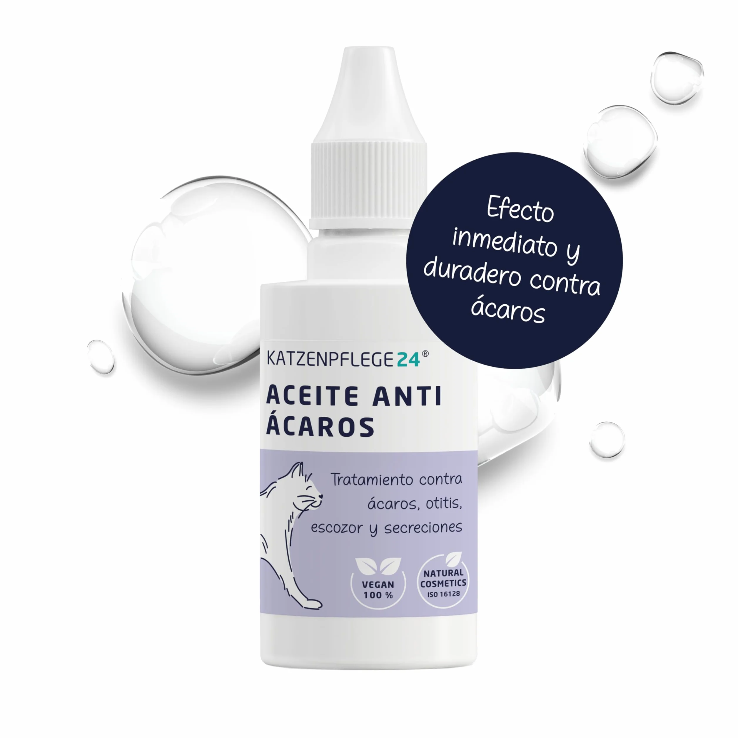 Aceite antiácaros Gatos y Perros 50ml - Efecto inmediato 100% Natural contra ácaros, Otitis, infecciones de oído, inflamación y escozor - Gotas infeccion oidos Perros y Gatos
