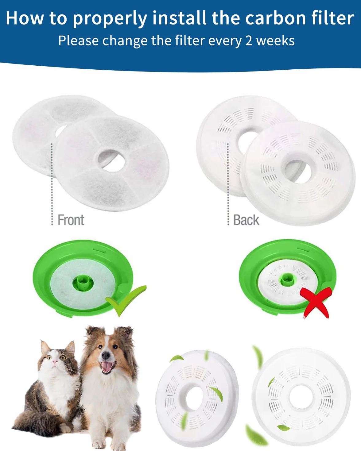 6 Piezas Filtros Fuente Gatos,Filtros Bebedero Gatos Fuente,Filtros de Repuesto de Fuente de Agua para 3L Fuentes de Flores,Fuente para Gatos con Resina y Carbón Activo para perros y gatos