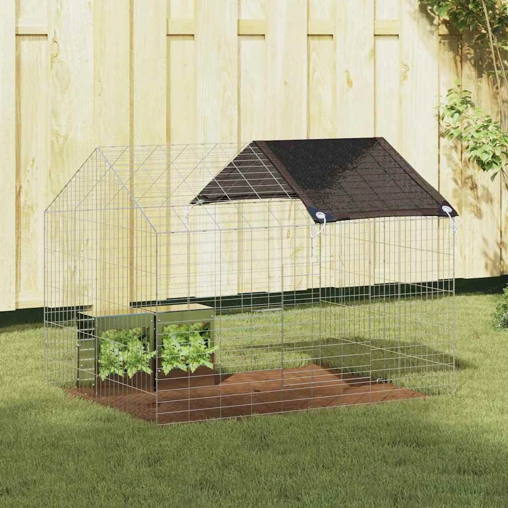 Jaula para conejos de acero galvanizado, color plata, 100 x 78 x 78 cm, resistente a la intemperie con rejilla resistente, ideal como refugio y salida para conejos, cobayas, hámsters en el