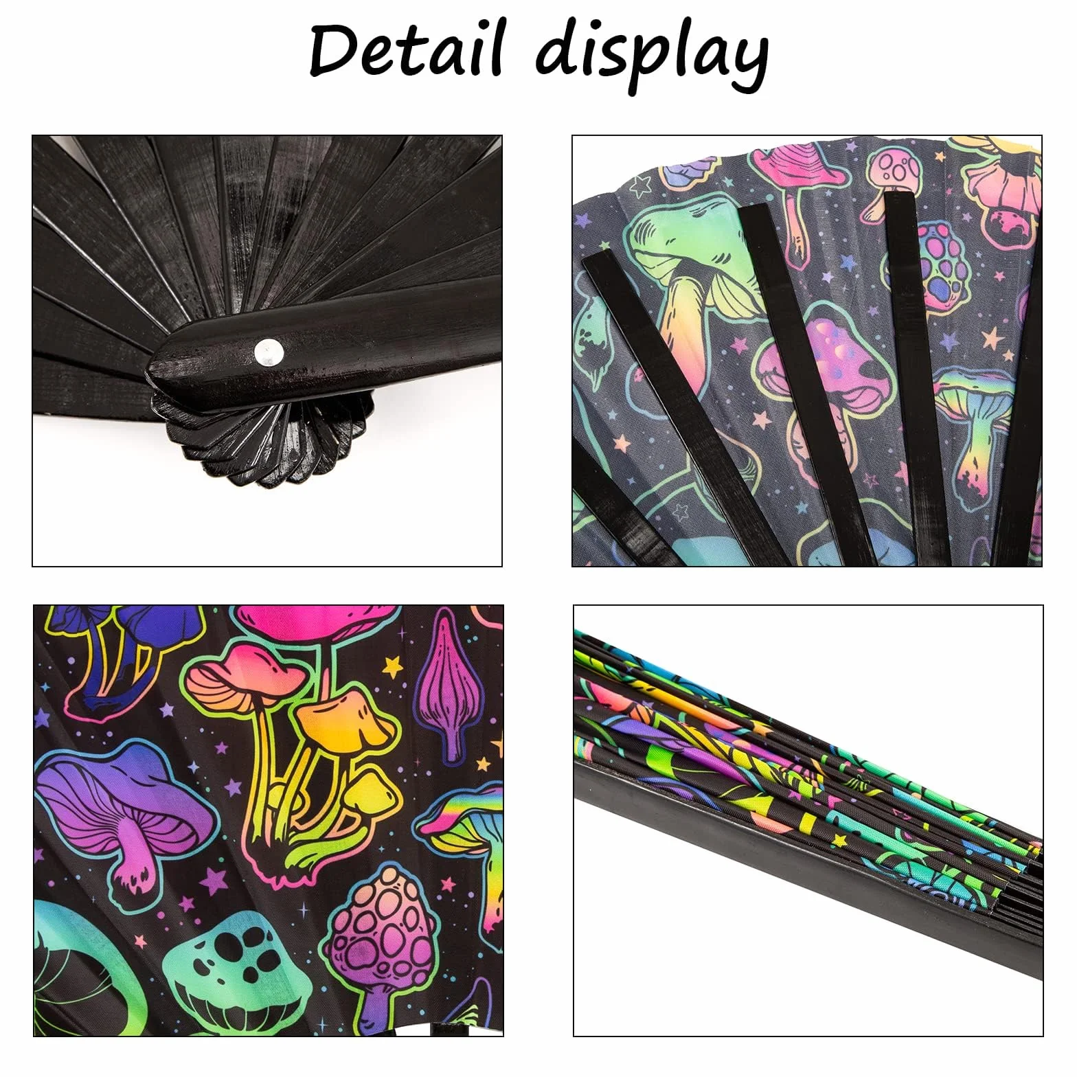 Abanico de mano Rave de bambú plegable estilo chino para fiestas, bailes y regalos