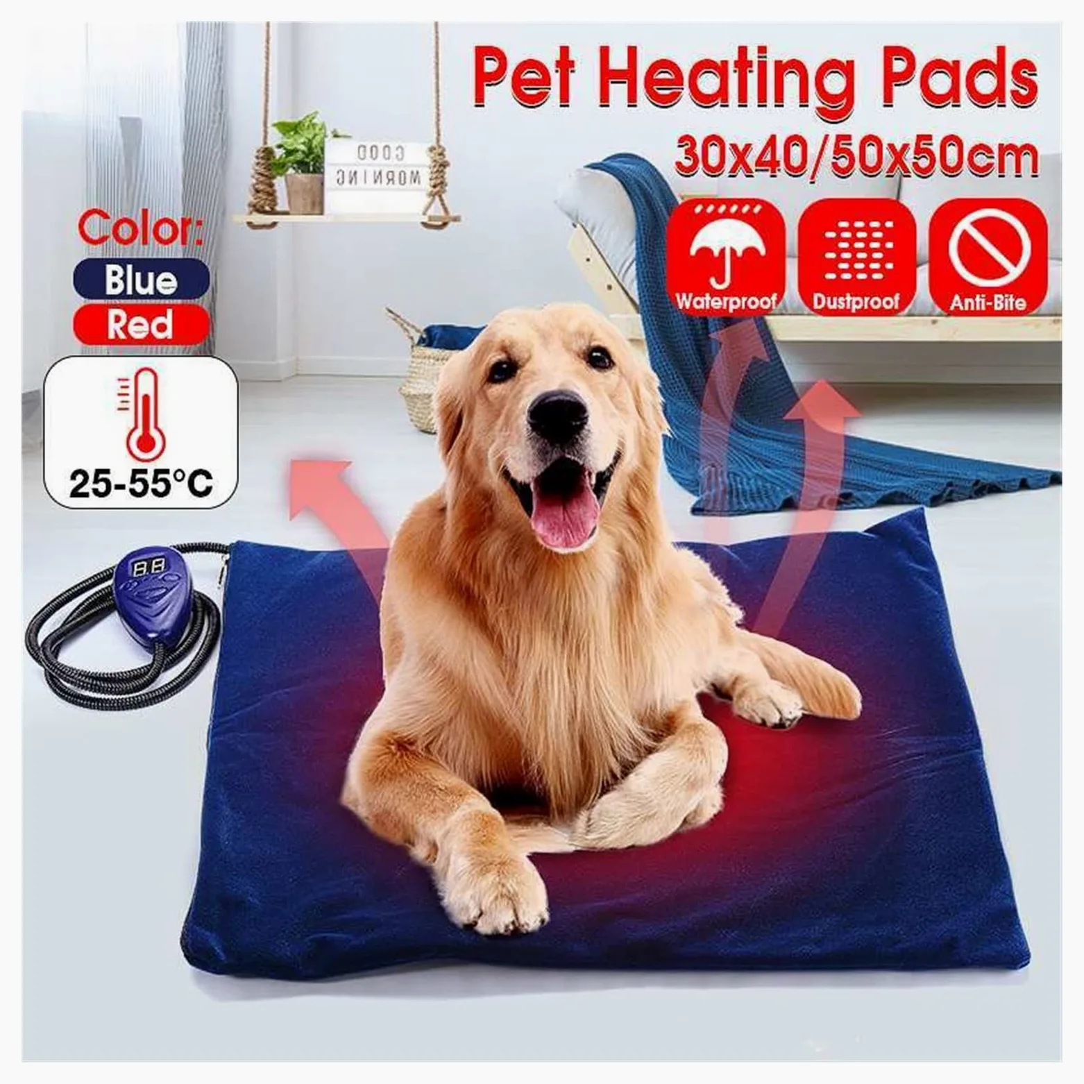 Manta térmica for mascotas Manta eléctrica for perros Almohadilla térmica for perros Cama for perros Impermeable Anti-mordedura Cojín de temperatura ajustable Estera térmica for mascotas 40 * 30 cm /
