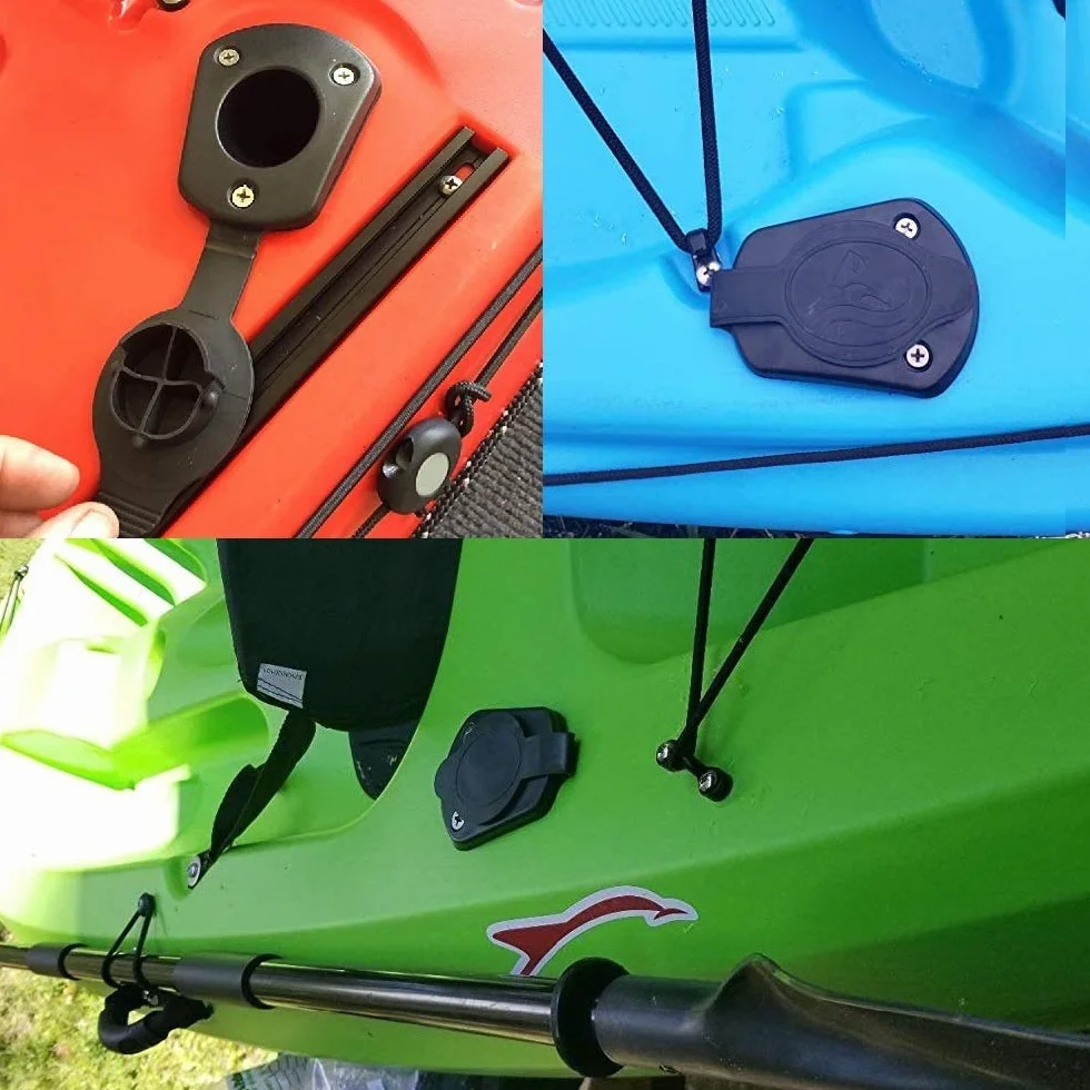 POFET 2 soportes de plástico para caña de pescar con cubierta de tapa, accesorios de pesca para kayak, canoa, barco