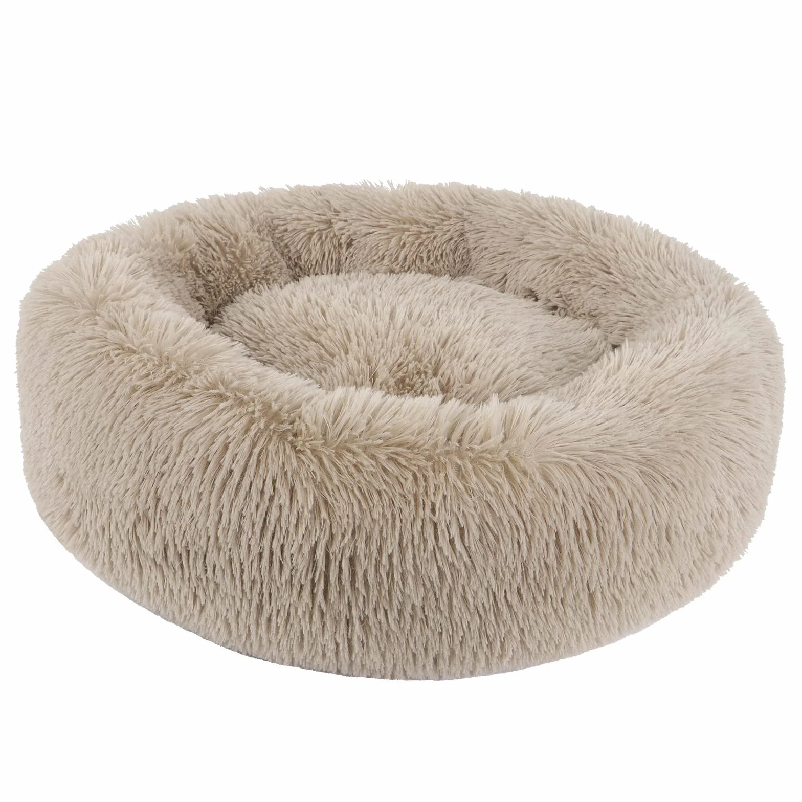 BVAGSS Cama de Felpa Deluxe Plush Redonda de Pelo Nido de Donut para Mascotas Deluxe para Gatos y Perros XH034 (Diameter:70cm, Light Brown)