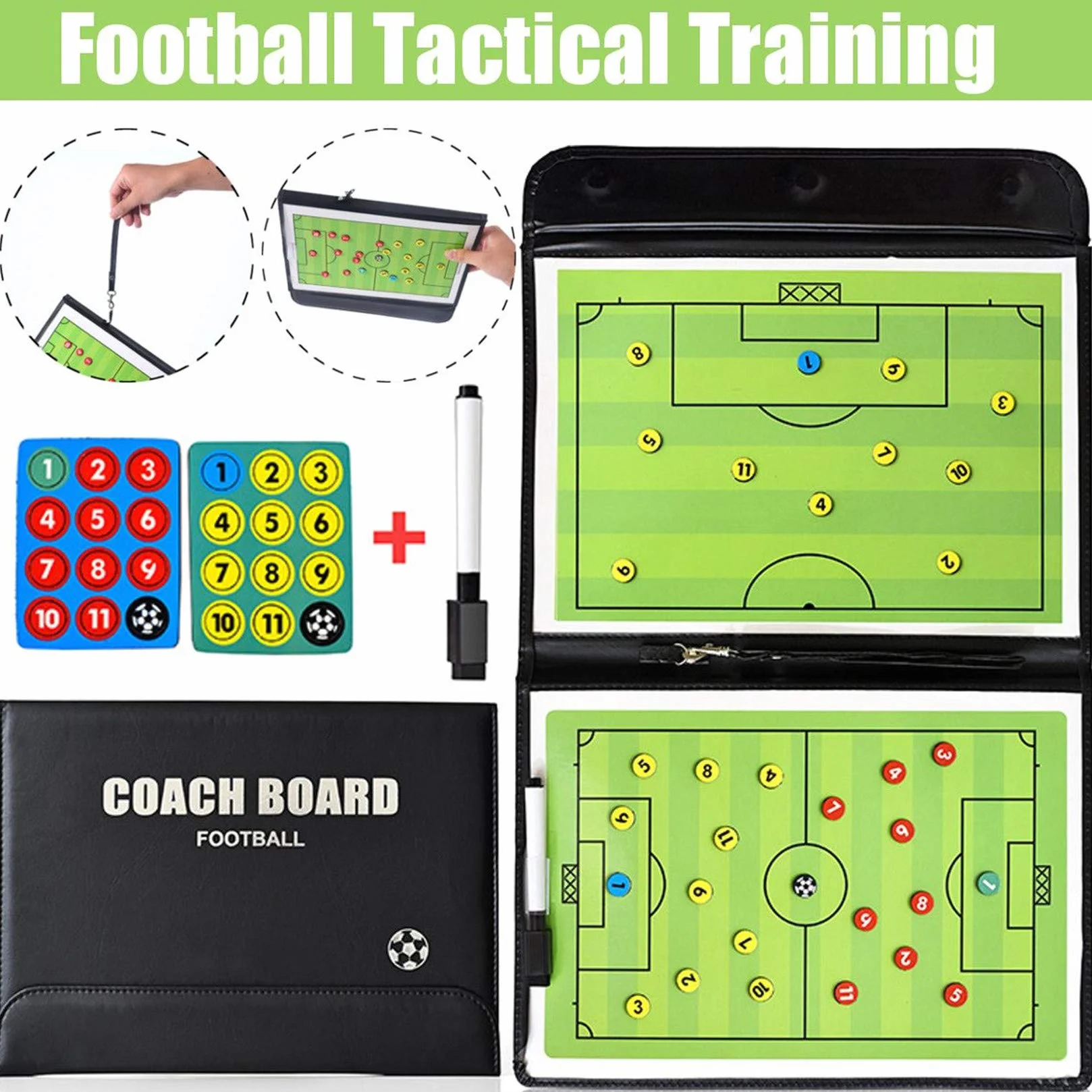 RoseFlower Pizarra Táctica de Fútbol Plegable con Imanes para Entrenamiento Deportivo