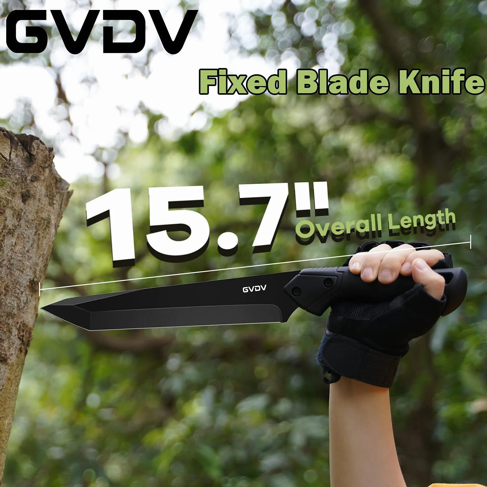 GVDV Cuchillo de Hoja Fija Tanto para Caza y Supervivencia con Funda