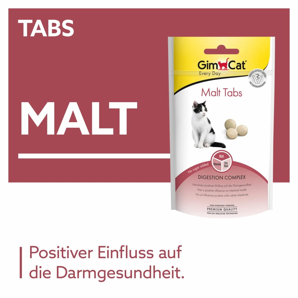 GimCat Malt comprimidos - Snack para gatos funcional que influye positivamente en la salud intestinal - 1 bolsa (1 x 40 g)