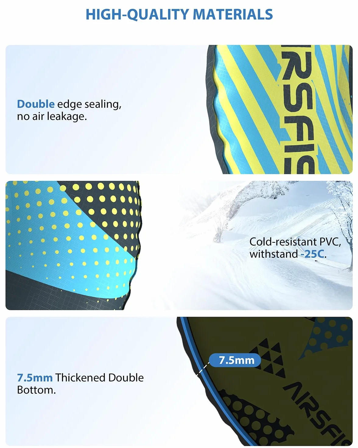 Tubo de Nieve Inflable con Línea de Remolque, Cubierta Duradera, Resistente al Desgaste y Heladas, Trineo Deportivo de Invierno para Niños y Adultos