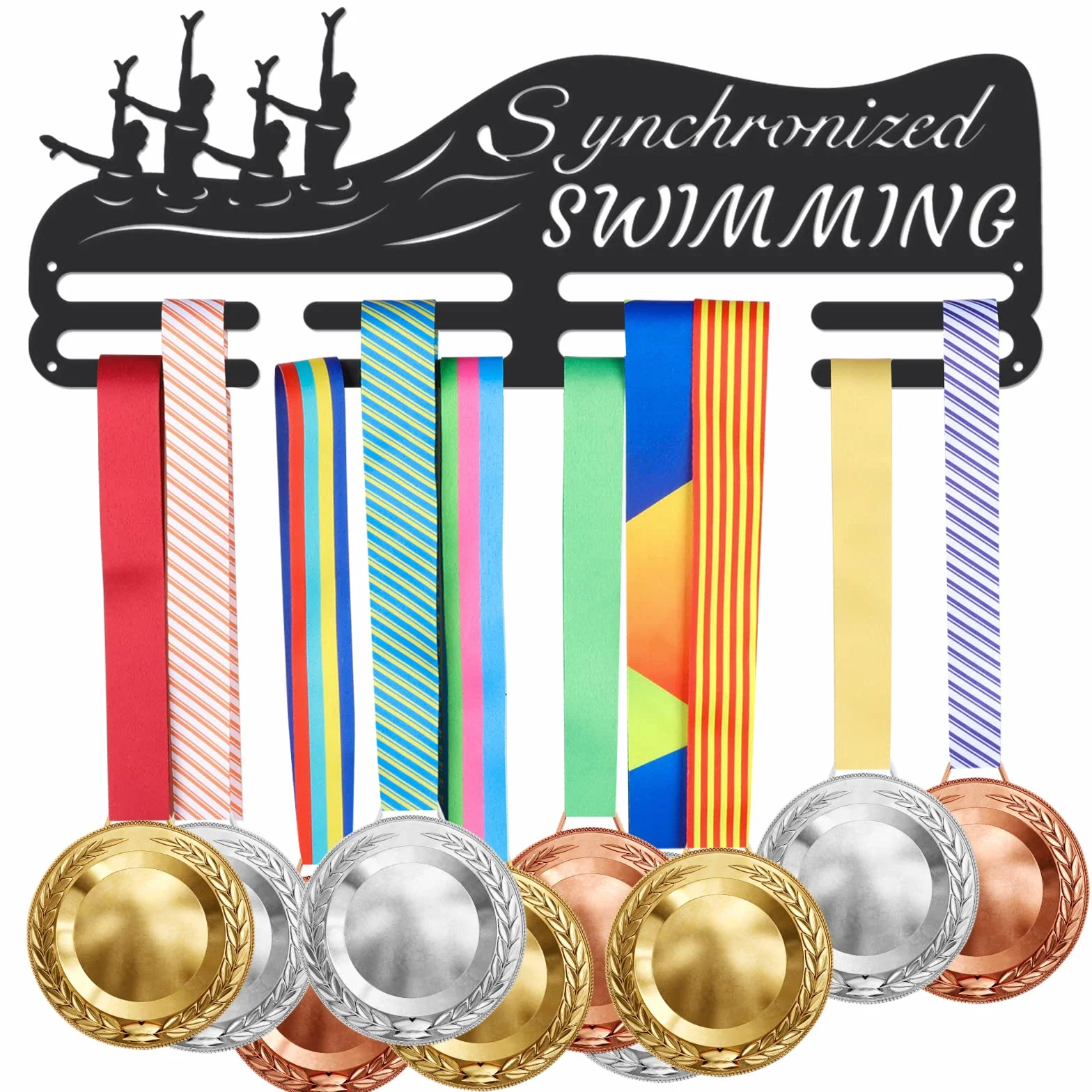 SUPERDANT Soporte para Medallas de Natación Sincronizada Exhibidor de Hierro para 60 Medallas Ganchos Negros Montados en la Pared