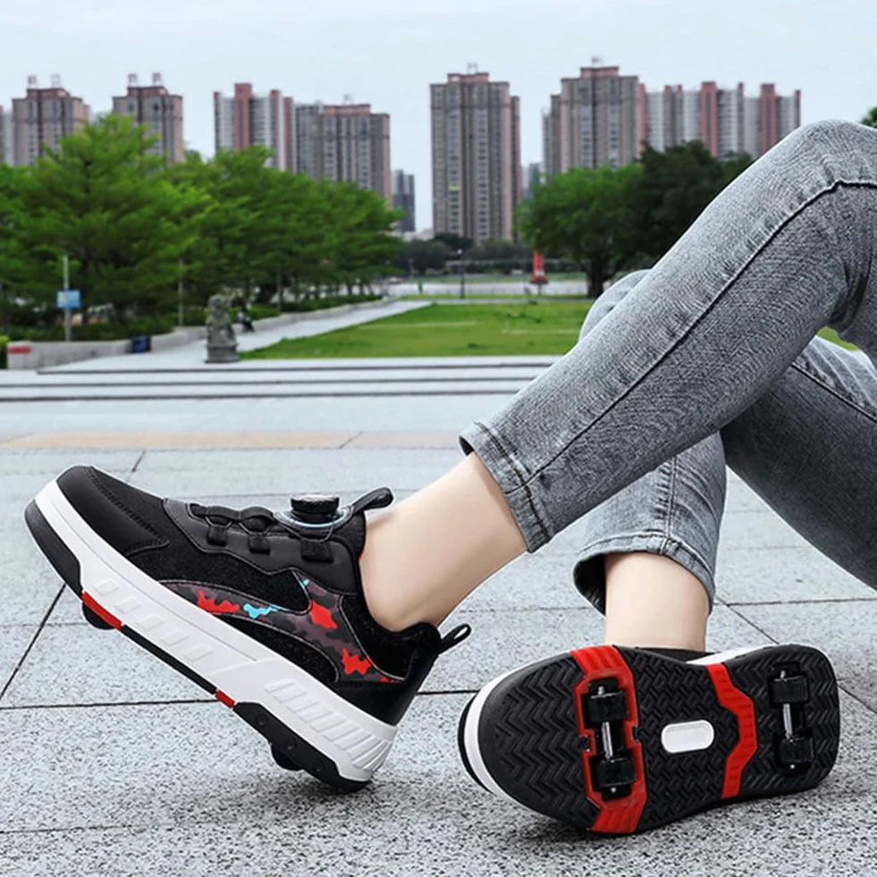 ENEN Zapatos con Ruedas Zapatillas con 4 Ruedas para Niños y Niña Exterior Patinaje Multifuncionales