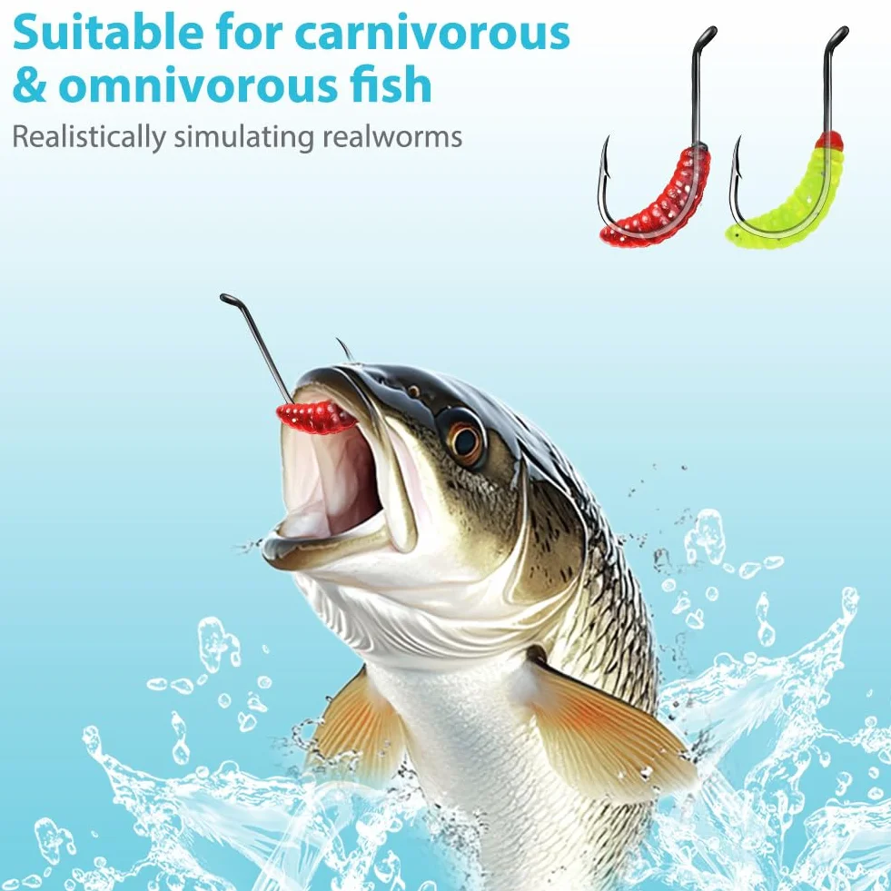 Vicloon Señuelo Suave Gusano Artificial Cebo Pesca Plástico Agua Dulce Caja Almacenamiento Trucha Salmón Carpa