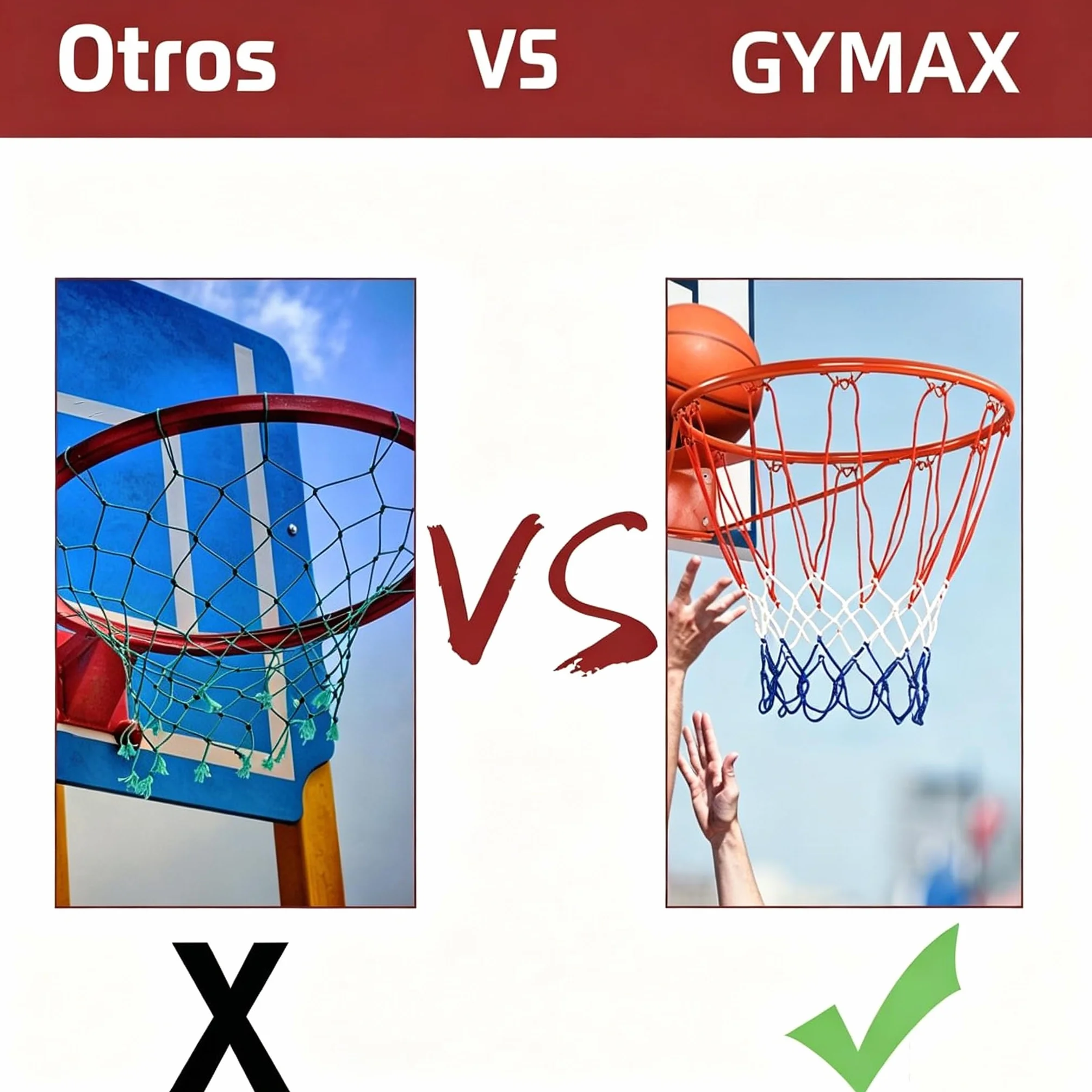 GYMAX Canasta de Baloncesto Montaje en Pared, 45 cm, Red con Anillo de Acero, Resistente Intemperie