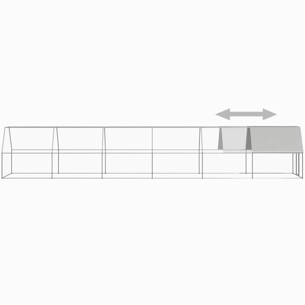 Jaula XXL para pollos, 2 x 12 x 2 m, de acero galvanizado, para exteriores, para pollos, patos y aves de corral, establo estable con techo y cerradura de puerta, pajarera para animales