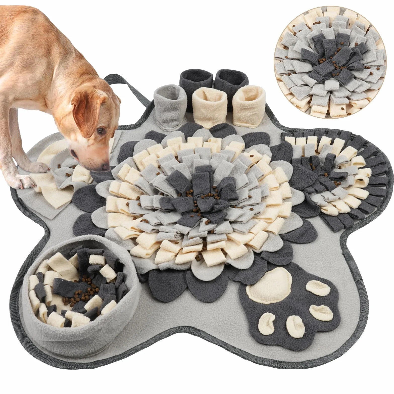 OSDUE Alfombra Olfativa Perros Lavable a Máquina Snuffle Mat para Perros Portátil Interactiva Almohadilla Olfatear Mascotas Estera de Alimentación Lenta para Mascotas Entrenamiento de Forrajeo-Flores