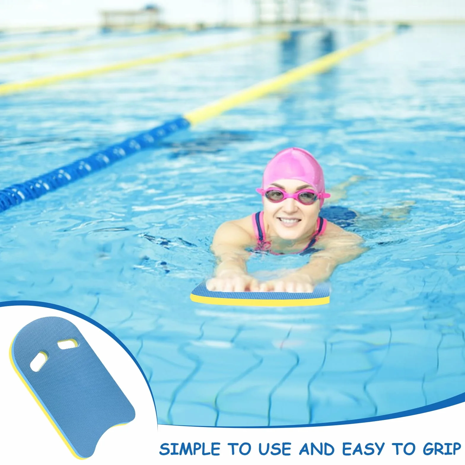 Tabla de Natación con Asas para Niños Adultos Entrenamiento Kickboard Flotante
