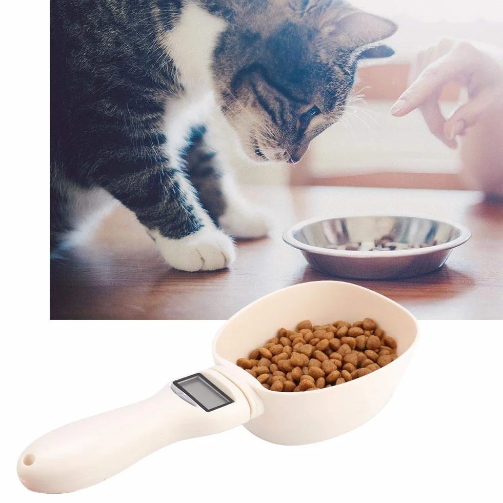 Pssopp Escala de Cuchara Cuchara de medición de Alimentos para Mascotas Cuchara de medición precisa de Alimentos para Perros Cuchara de medición Escala electrónica Digital