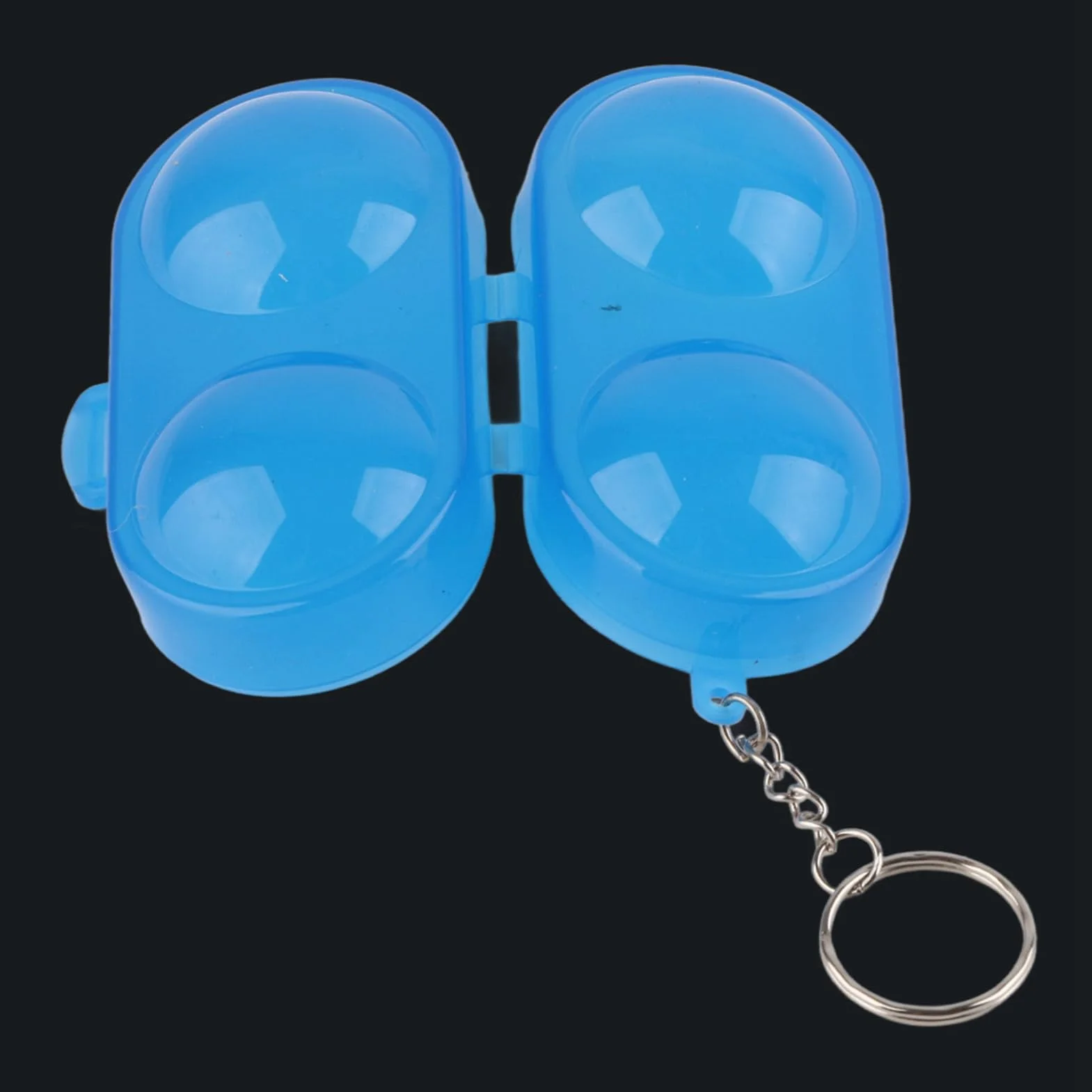 Caja de almacenamiento de pelotas de tenis de mesa portátil de plástico con cadena 5 piezas Azul transparente