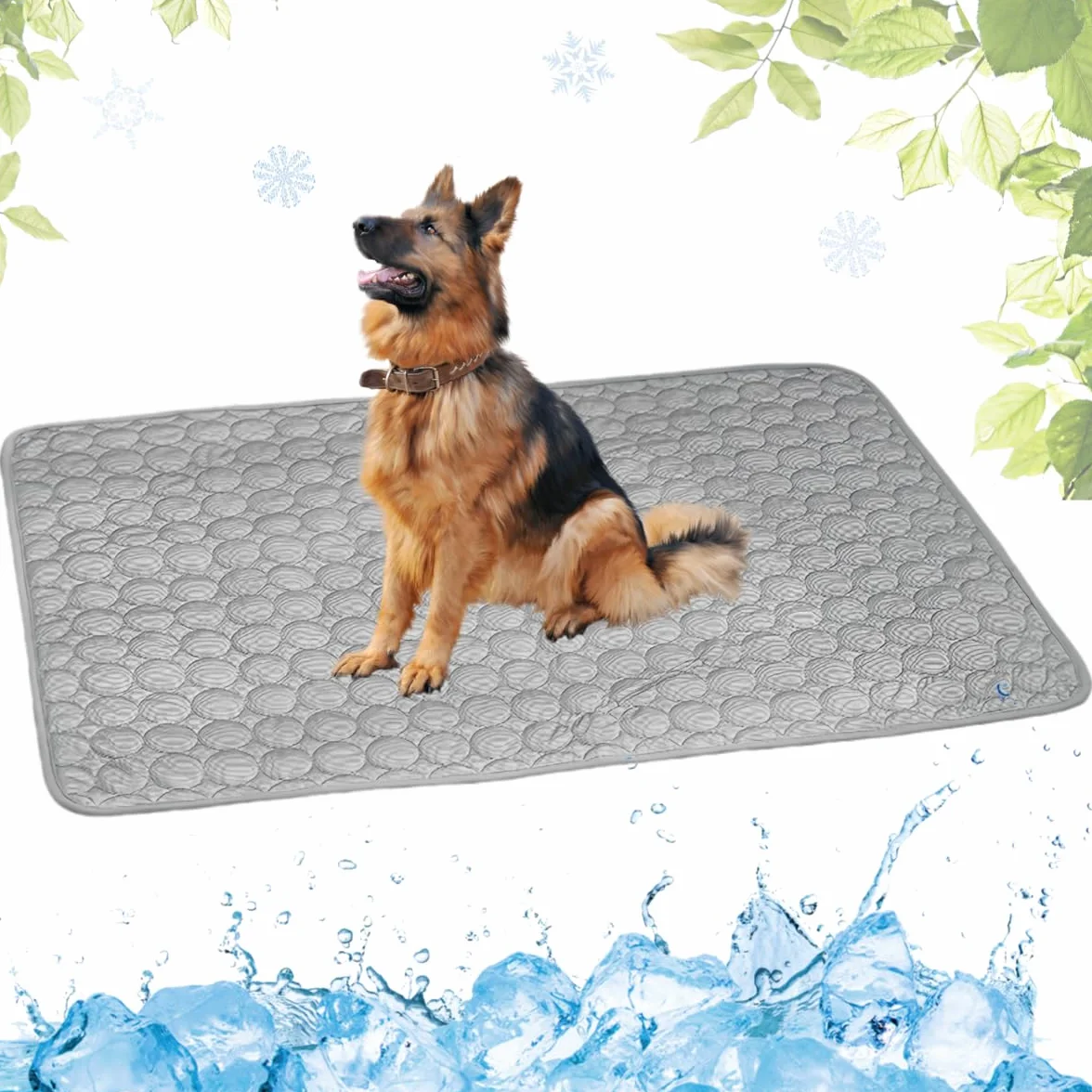 Colchonetas Refrescante para Perros, Alfombrilla para Perros en Verano, Alfombra de enfriamiento para Gatos Seda de Hielo, Esteras Autoenfriamiento para Mascotas Lavable(Gris,70x100cm)