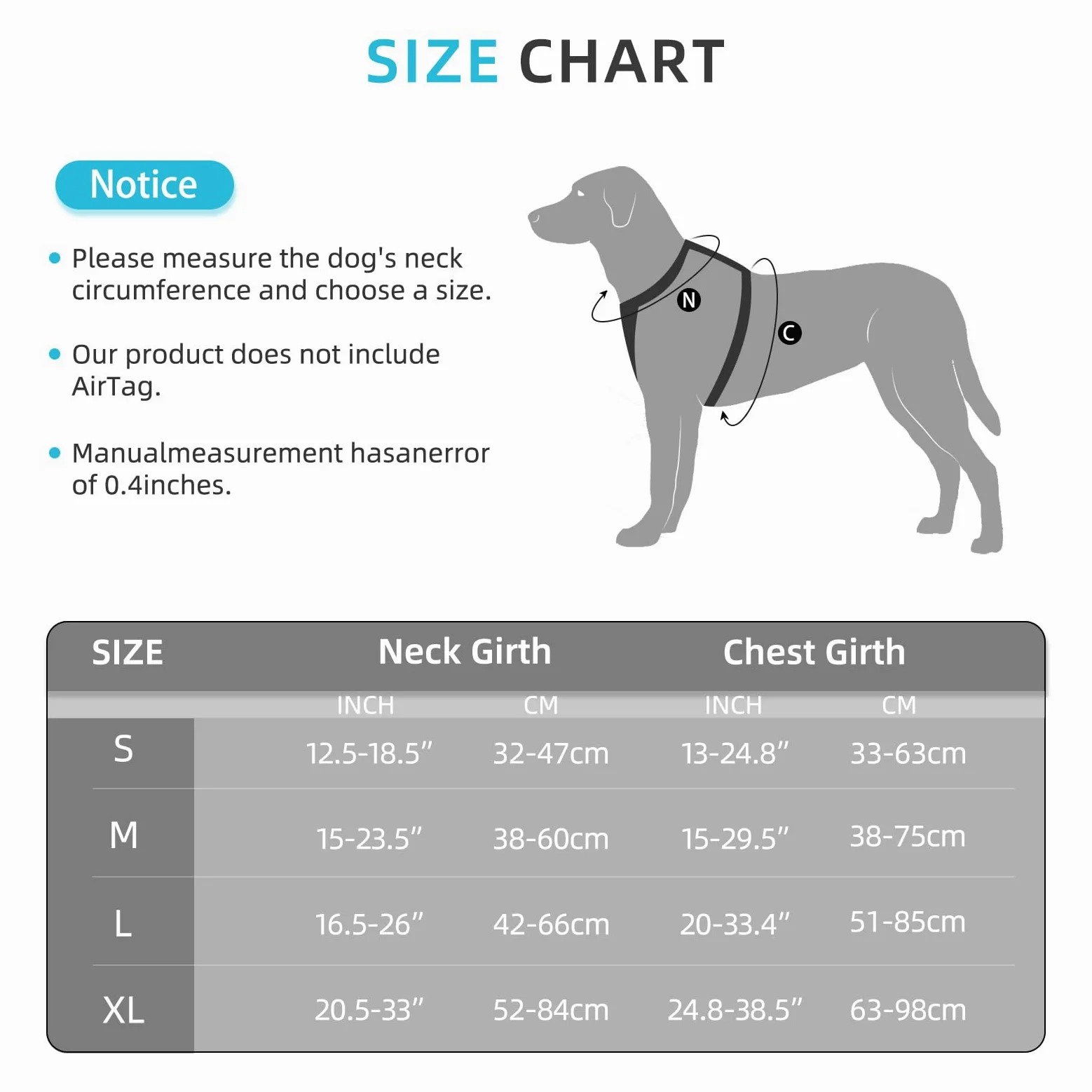 AirTag Dog Harness, Integrated Dog Vest with 100% Waterproof Air Tag Holder, No-Pull No-Choke Reflective Dog Vest Harness with Apple Air Tag Case for Small Medium Large Dogs (Black, S)