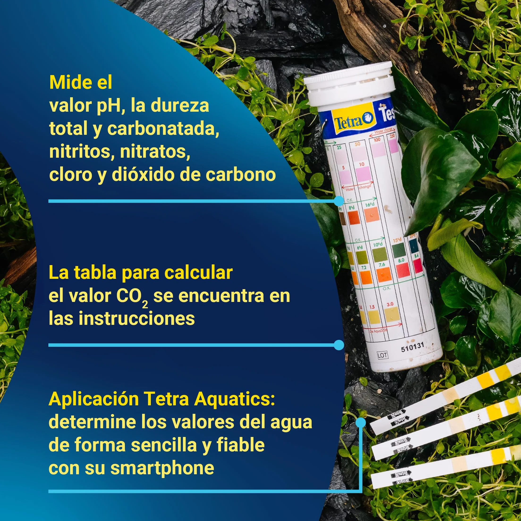 Tetra Test 7in1 - Test de agua para acuarios, control rápido y sencillo de la calidad del agua, 1 paquete (50 tiras reactivas)