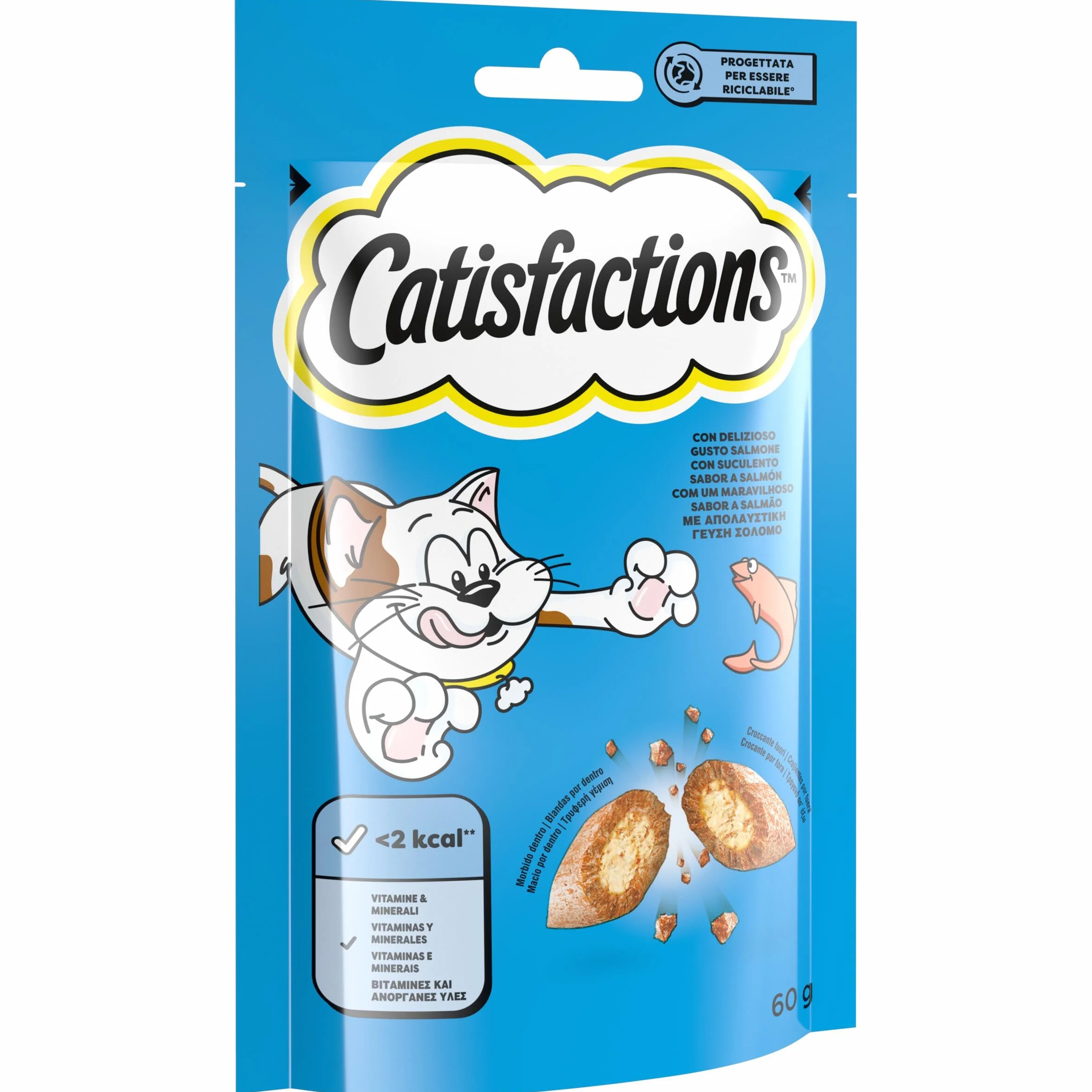 Mars Catisfactions Premios para Gatos, Sabor Salmón (Pack de 6 x 60g)