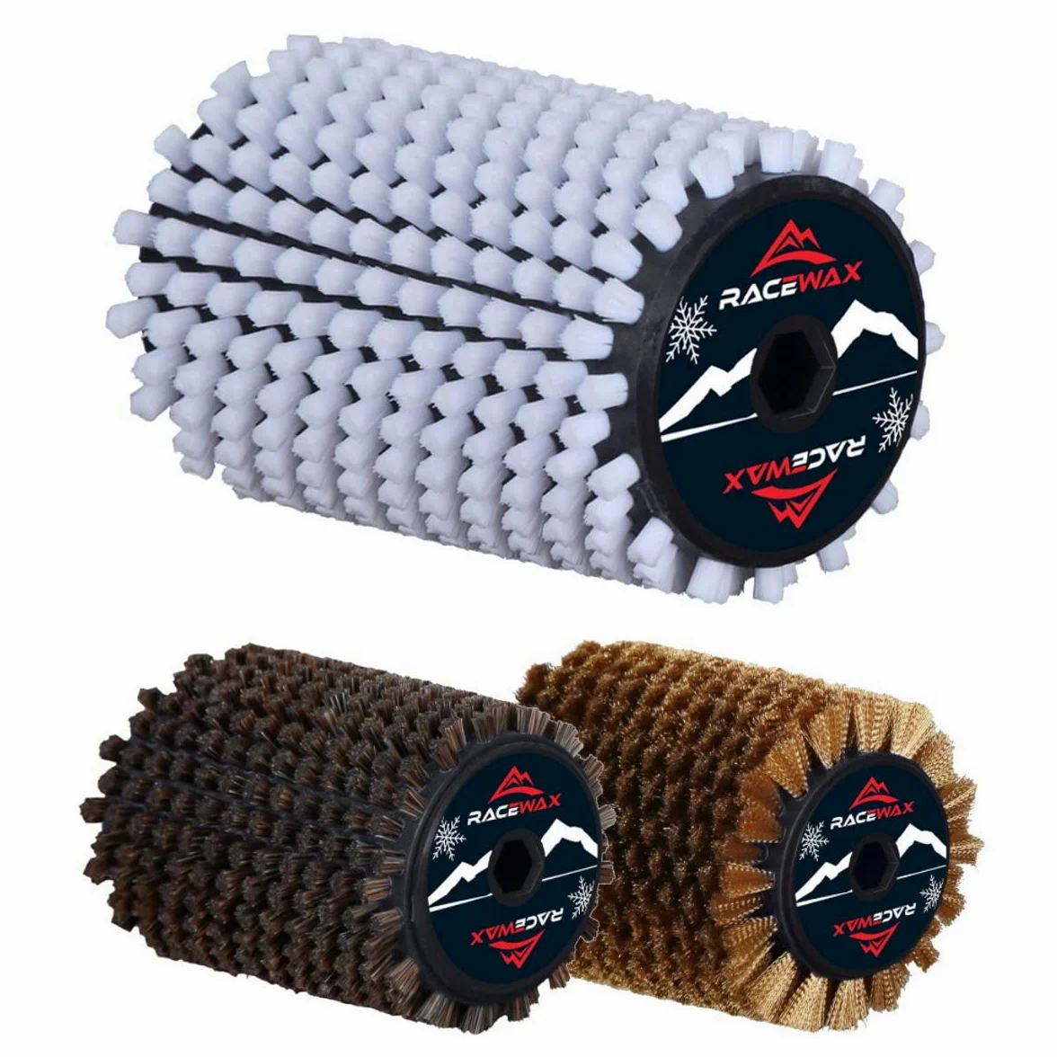 RaceWax Roto - Juego de 3 cepillos para rotor (nailon, cerdas de crin, cobre, 100 mm)