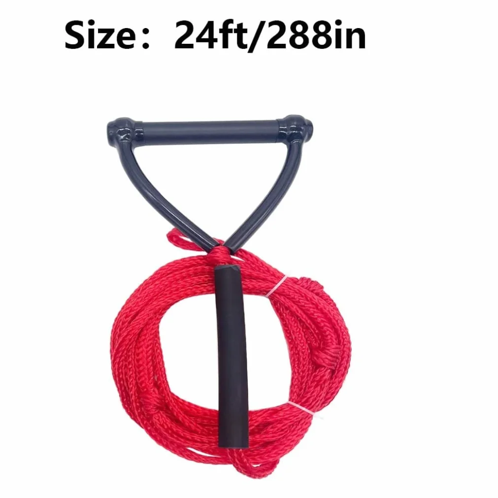 Cuerda de Wakeboard y Esquí Acuático Roja 24 Pies con Mango de Remolque