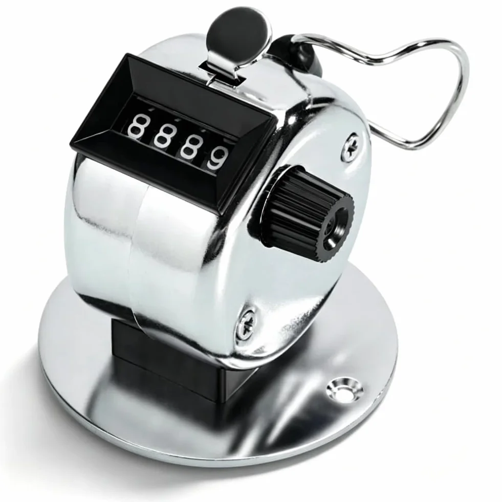 Contador Manual Mecánico 4 Dígitos Clicker Portátil Acero Inoxidable